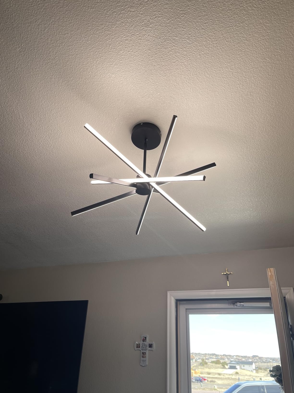Modern Sputnik Chandelier Ceiling 82W LED Black Pendant Light Embedded Mount Chandeliers Dining Room Light Fixtures Over Table Dimmable with Remote Control for Living Room Kitchen Bedroom 31.5 inches customer photo 1