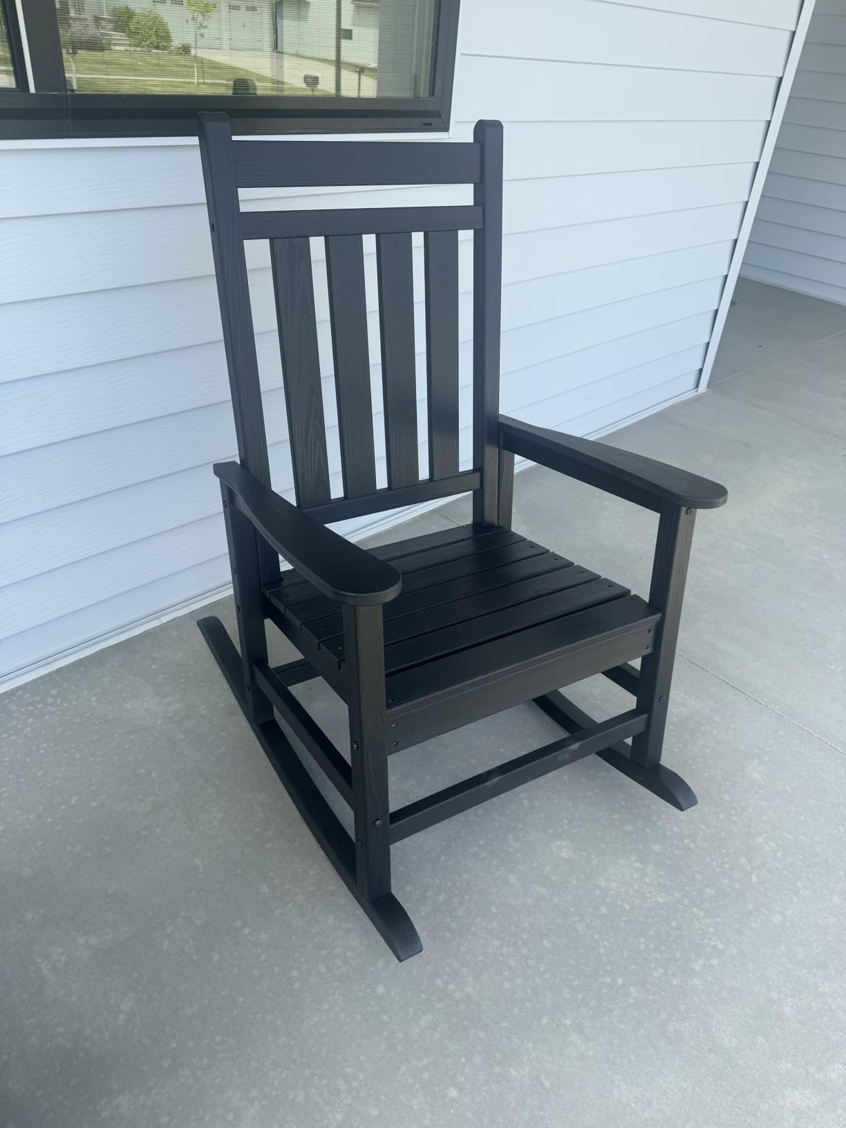 SERWALL Oversized Rocking Chair, Outdoor Rocking Chair for Adults, All Weather Resistant Porch Rocker for Lawn Garden, Grey customer photo 1
