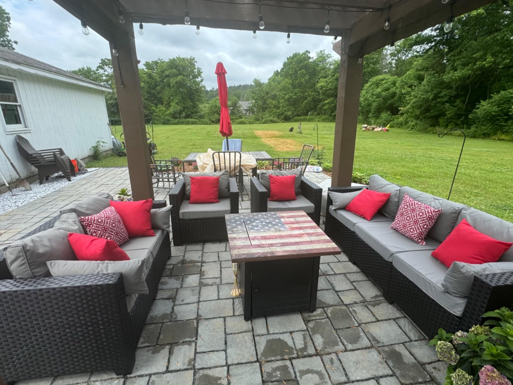 Rattaner Patio Furniture Set 5 Pieces Outdoor Furniture Sets Patio Couch Outdoor Chairs Coffee Table Peacock Blue Anti-Slip Cushions and Waterproof Covers customer photo 1