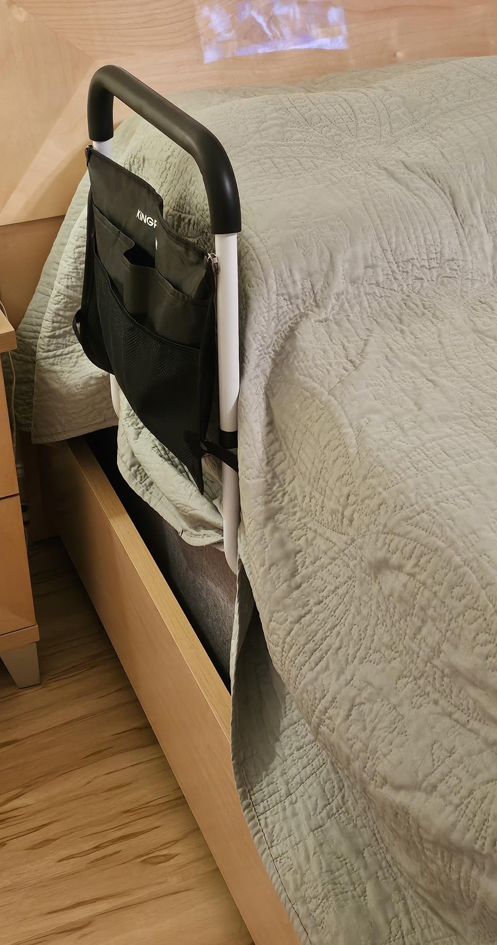 Bed Rails for Elderly Adults Safety - ASTM Approved 2026 Upgrade Adjustable Bed Cane with Non-Slip Ergonomic Handle & Storage Pocket, Bed Railings for Seniors Load 380 LBS, Tool-Free, Model BM03-1 customer photo 1