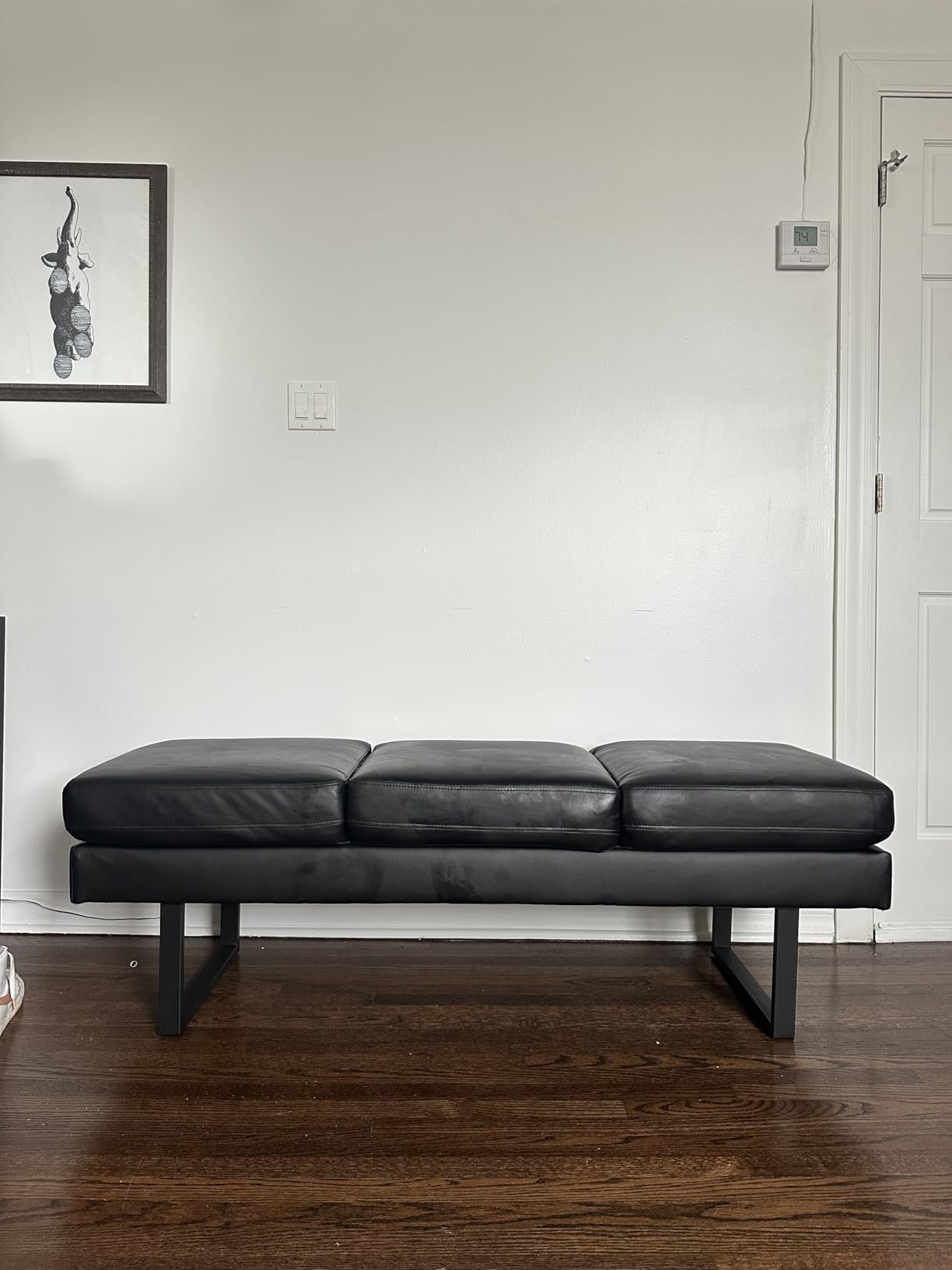 Furmax Waiting Room Chairs Faux Leather Office Guest Chair, 59.6 Inches Conference Room Chairs 3 Seats Upholstered Reception Bench, Lobby Furniture for Salon and Shop, Black customer photo 2