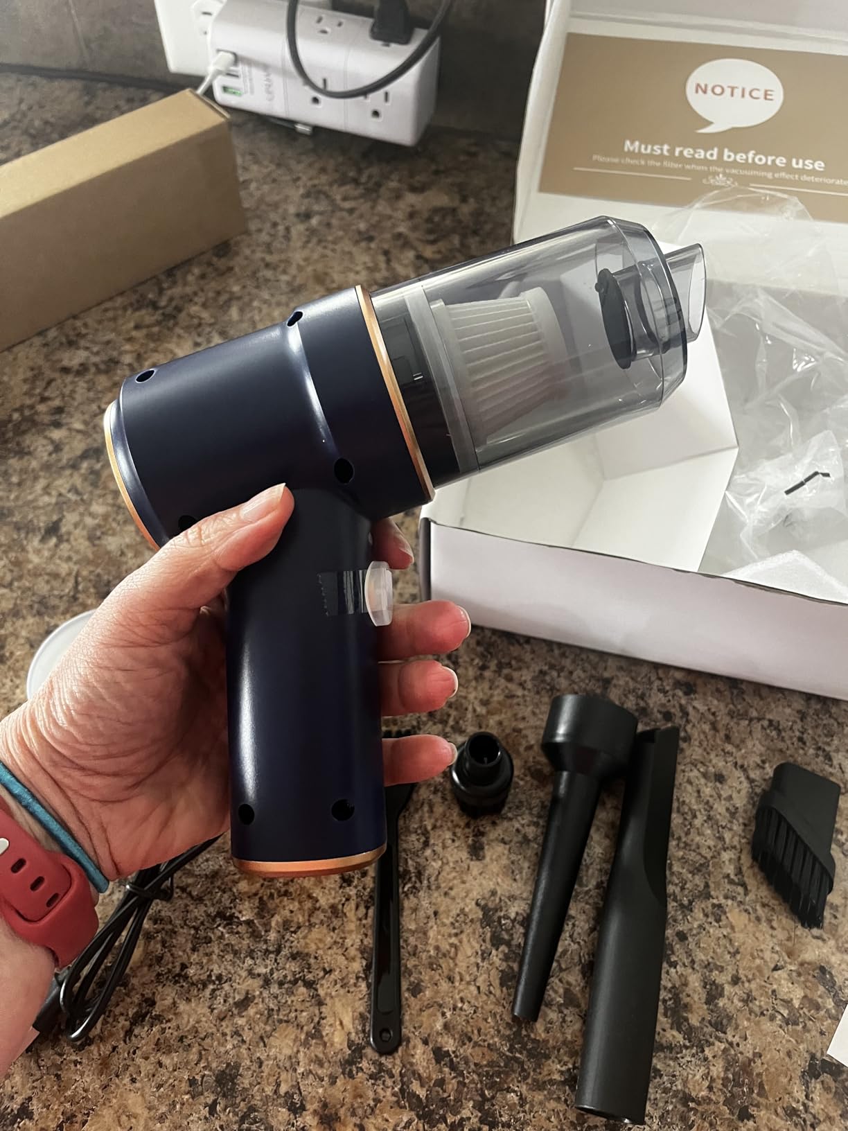 KMM Handheld Car Vacuum Cleaner, Hand Held Vacuum Cleaner and Air Duster | 9000PA Strong Suction, Cordless, 120W High Power, Multi-Nozzles & LED Light, for Home, Car, Office, Pet customer photo 2