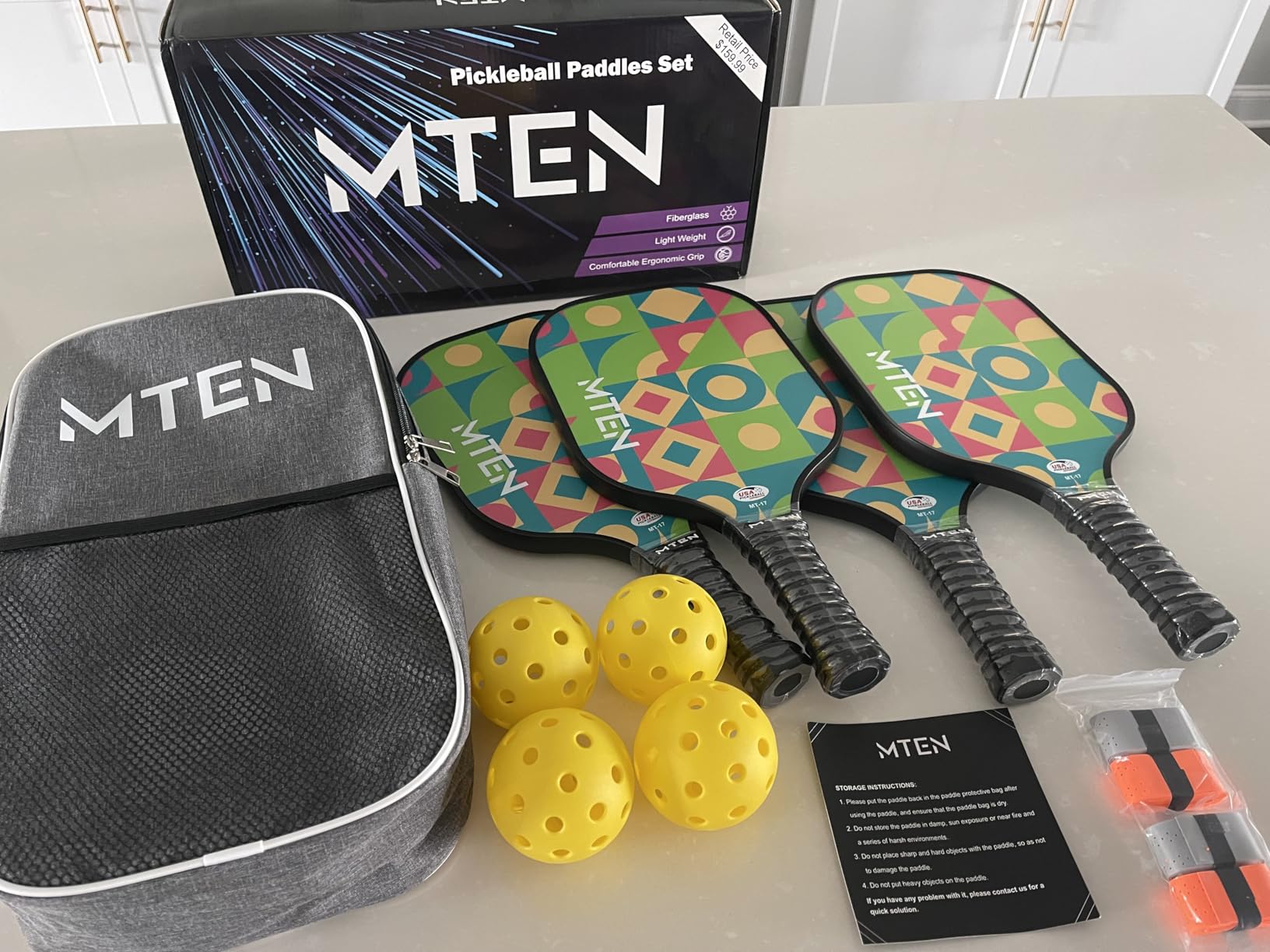 MTEN Pickleball Paddles Set of 2/4/1, USAPA Approved Fiberglass Rackets | Lightweight Set for Men, Women, Beginners & Intermediate customer photo 2