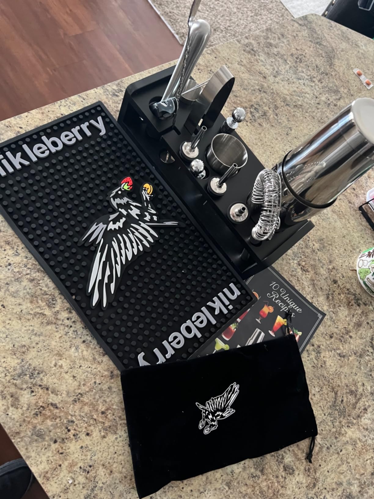 Premium 18-Piece Bartender Kit - Mixology Cocktail Shaker Set with Modern Bamboo Stand, Weighted Boston Shaker, Bar Mat & Recipe Book | 304 Stainless Steel Home Bar Accessories customer photo 2