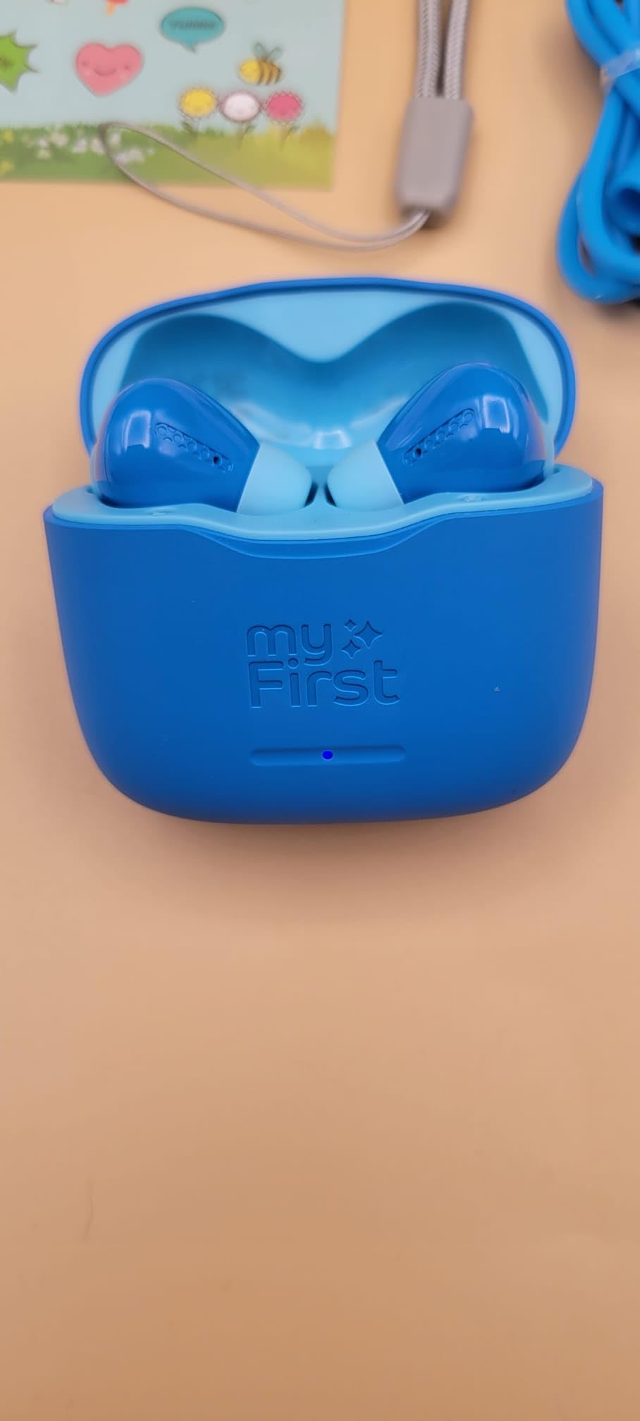 myFirst CareBuds Kids Earbuds 85dB Volume Limit Small Ear Fit | 6 size ear tips, noise cancelling, built-in mic, anti lost strape, easy pairing airpod, birthday gift for girl age 3-12 customer photo 2