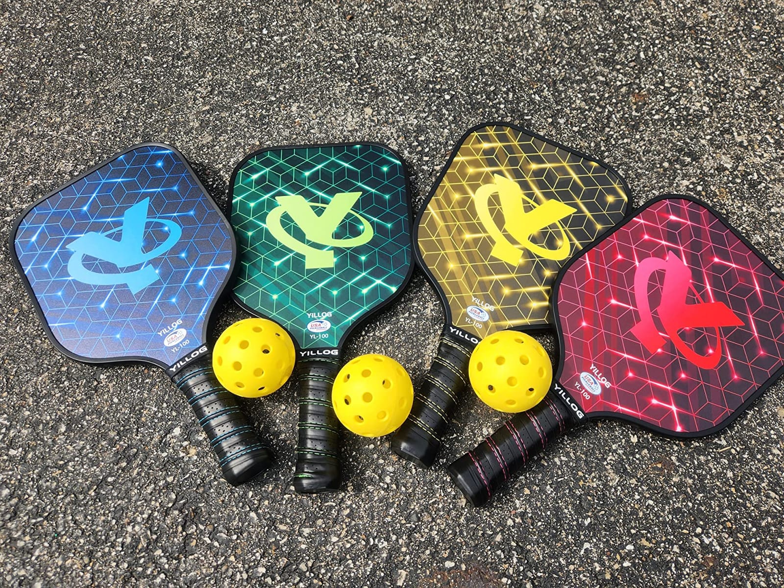 YILLOG Pickleball Paddles Set of 4, USAPA Approved Fiberglass Rackets | 4 Pickleball Balls, 4 Cooling Towels, Pickleball Bag. Lightweight Set for Men, Women, Beginners customer photo 1