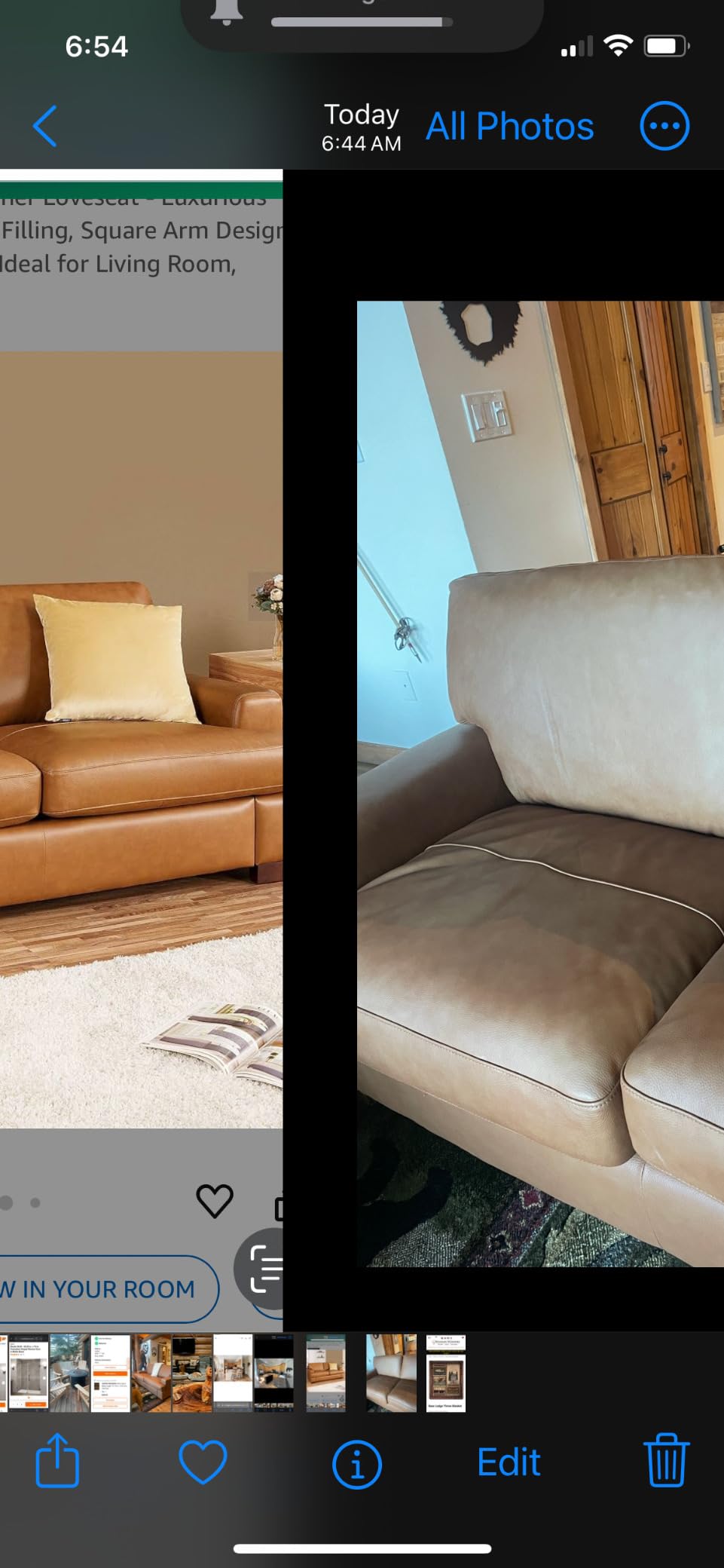 Naomi Home Siggy Genuine Leather Modern Loveseat, Tan | Sink Into Plush Down-Filled Padding That Gently Cradles You, Then Fluffs Back Into Shape For Lasting Comfort Year After Year customer photo 1
