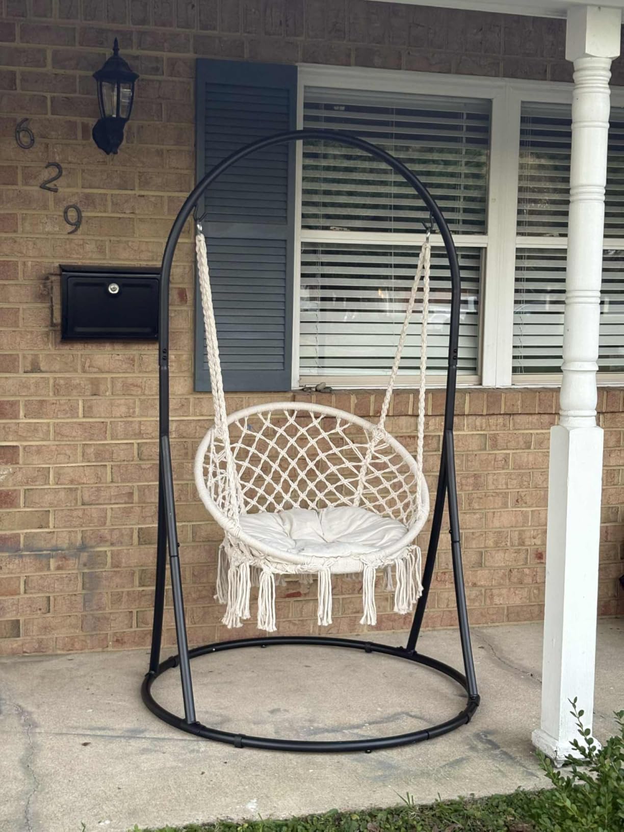 Indoor Hammock Swing Chair with Stand, Hanging Chair Outdoor with Stand, 330 lbs Capacity, Patented, Grey customer photo 1
