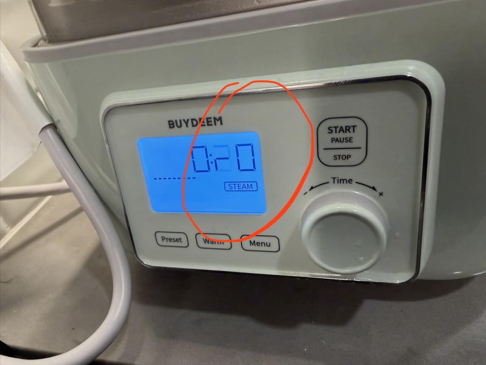 BUYDEEM G553 5.3Qt Electric Food Steamer, 18H Delay Timer, Dual Protection | One Touch, Quick Steam in 60s, Stainless Steel Steamer Tray & Glass Lid, Cozy Greenish, 1500W, Stew Pots Not Included customer photo 2