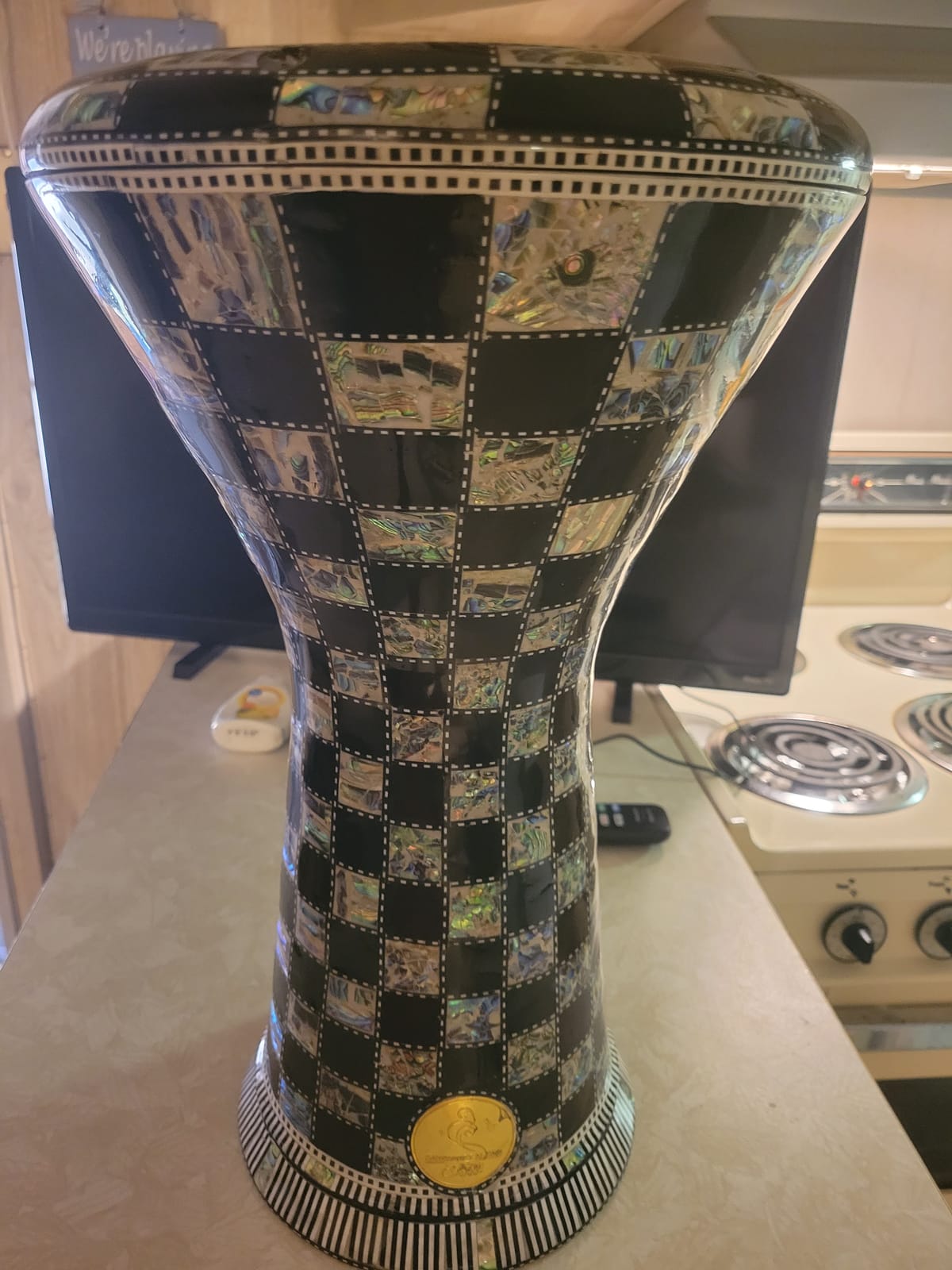 The 17.75'' Stunning Metallic Darbuka Doumbek Gawharet El Fan (Metalic Blue) customer photo 2