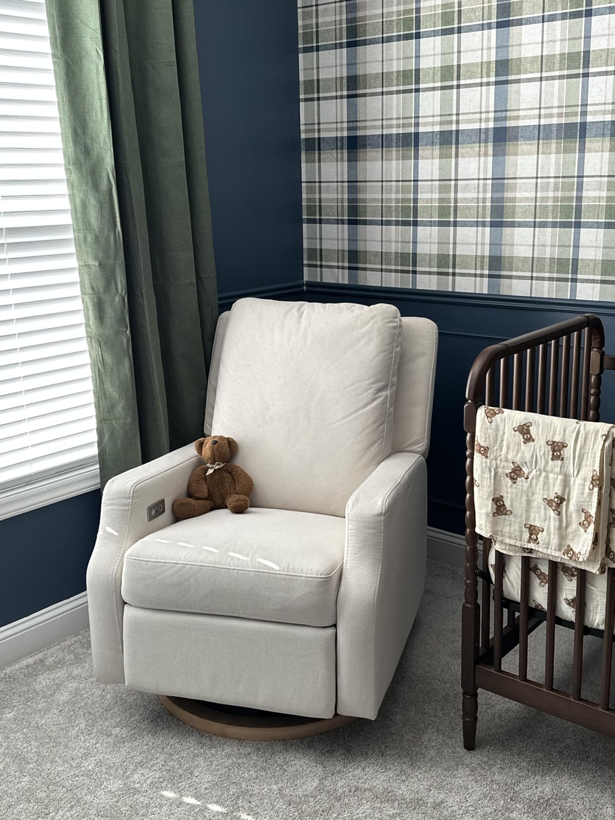 Namesake Crewe Nursery Glider Recliner w/ 270 Swivel, Performance, Cream | GREENGUARD Certified Glider Rocking Chair for Nursery & Living Room - Electronic Recline & Swivel Glide - Includes USB Ports customer photo 1