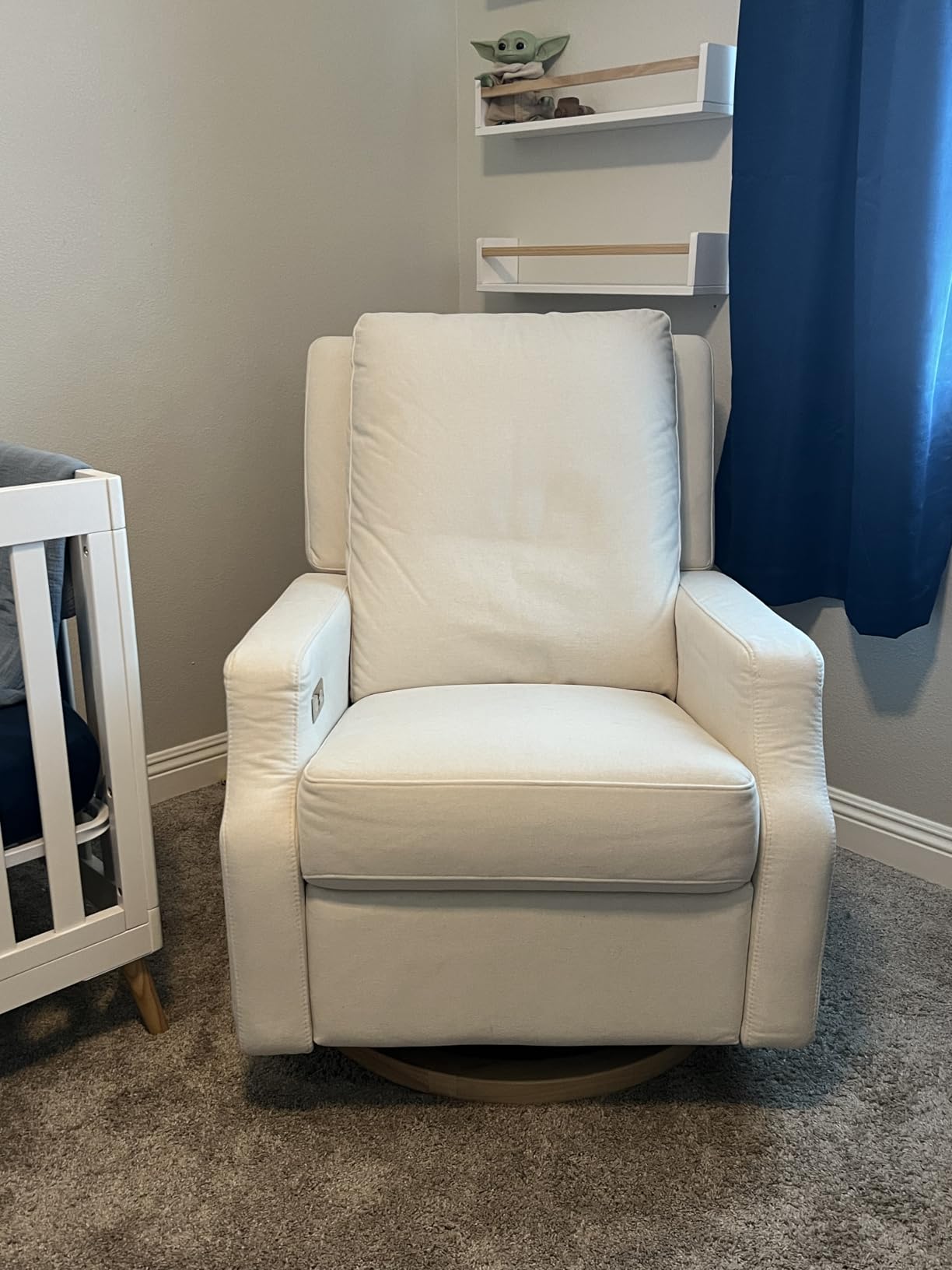 Namesake Crewe Nursery Glider Recliner w/ 270 Swivel, Performance, Cream | GREENGUARD Certified Glider Rocking Chair for Nursery & Living Room - Electronic Recline & Swivel Glide - Includes USB Ports customer photo 2