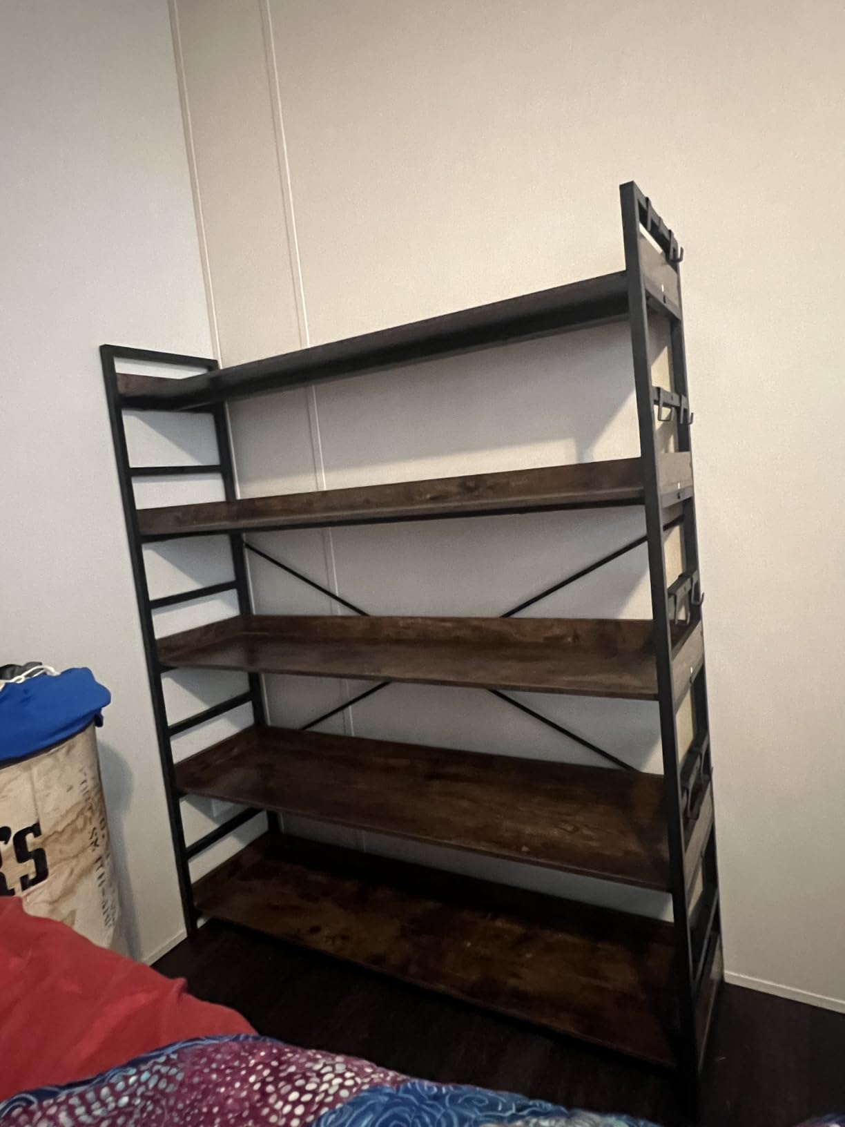 HCHQHS Adjustable 6 Tier Open Bookcase, Rustic Farmhouse Book Shelves, Industrial Wood and Black Metal Bookshelves, Mid Century Bookcase for Home Office Living Room Bedroom customer photo 1