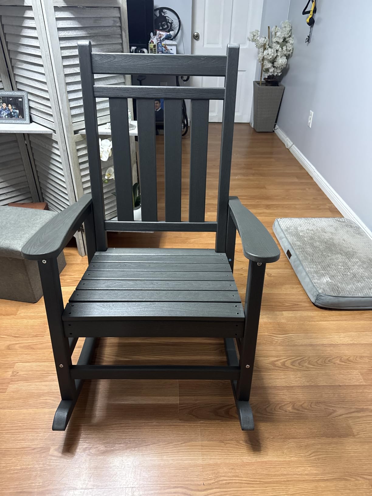 SERWALL Outdoor Rocking Chair Set of 2, HDPE Rocking Chairs for Adult, Black customer photo 2