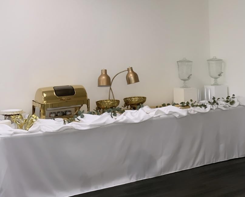 ROVSUN 9QT 3 Pack Roll Top Chafing Dish Buffet Set, Rectangular NSF Stainless Steel Buffet Warmer Chafers with Thick Frame for Catering Events Parties Weddings Dinners, Gold customer photo 1