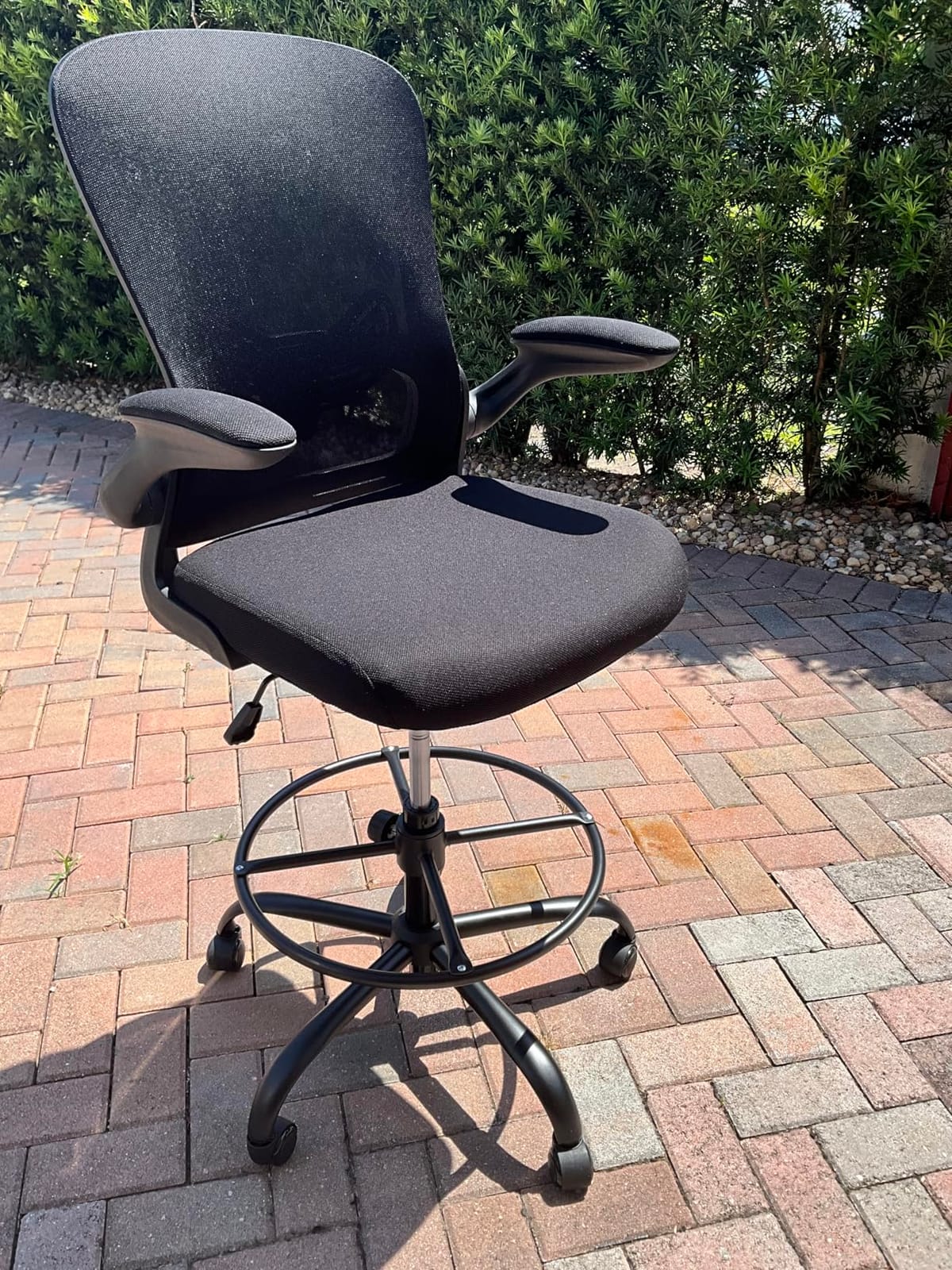 ErGear Drafting Chair, Standing Desk Chair with Flip-Up Armrests, High Desk Chair Adjustable Height, Ergonomic Tall Office Chair with Lumbar Support and Adjustable Footrest Ring customer photo 1