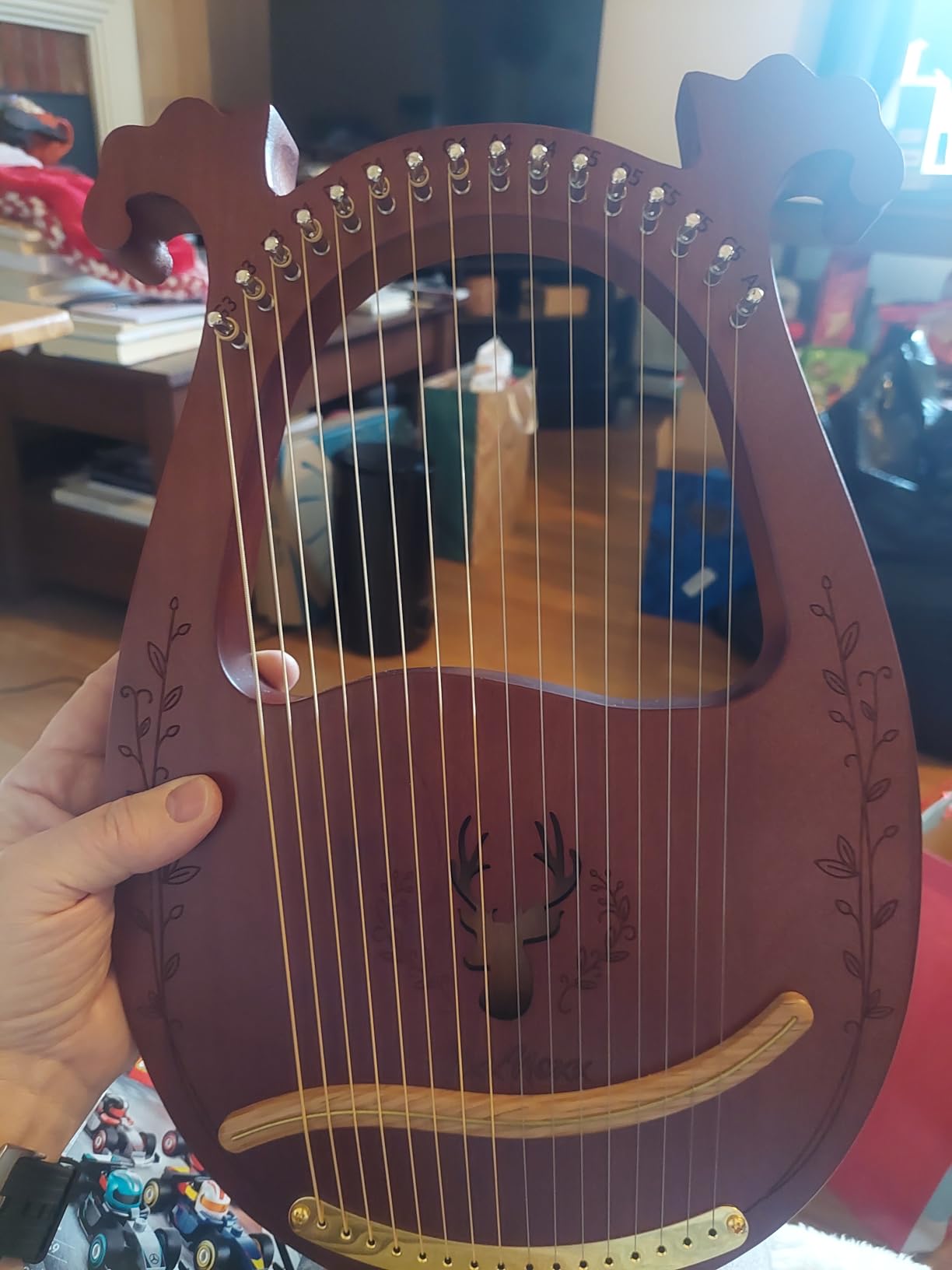 Lyre Harp, 16-String Mahogany Lyra Harp Kit, Stringed Musical Instruments with Tuning Wrench Bag Instructions Extra Strings for Beginners Adults customer photo 1