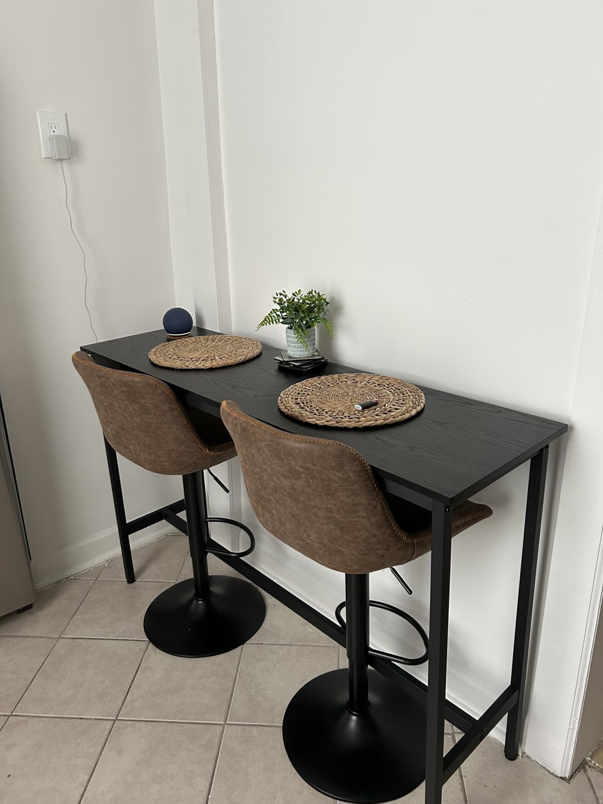 Bar Stools Set of 2, Swivel Counter Height Barstools with Back, Adjustable Modern Bar Chairs, Tall Armless PU Leather Kitchen Island Stool, Brown customer photo 2