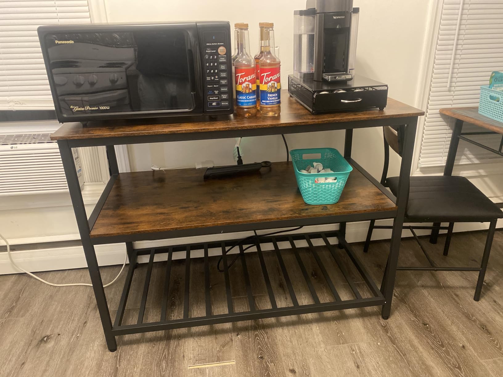 VASAGLE Kitchen Island with 3 Shelves, Storage Cabinet, Steel Structure | Kitchen Shelf with Large Wooden Worktop, 39.4 Inches Width, Golden Oak and Matte White, BARNET Collection UKKI005W09 customer photo 1