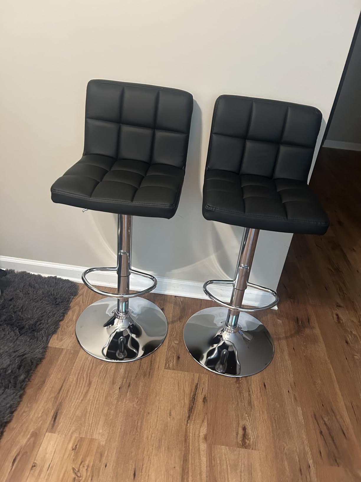 Homall Bar Stools Modern PU Leather Adjustable Swivel Barstools, Armless Hydraulic Kitchen Counter Bar Stool Extra Height Square Island Barstool with Back Set of 4 (Leather, Black 4 Pcs) customer photo 1