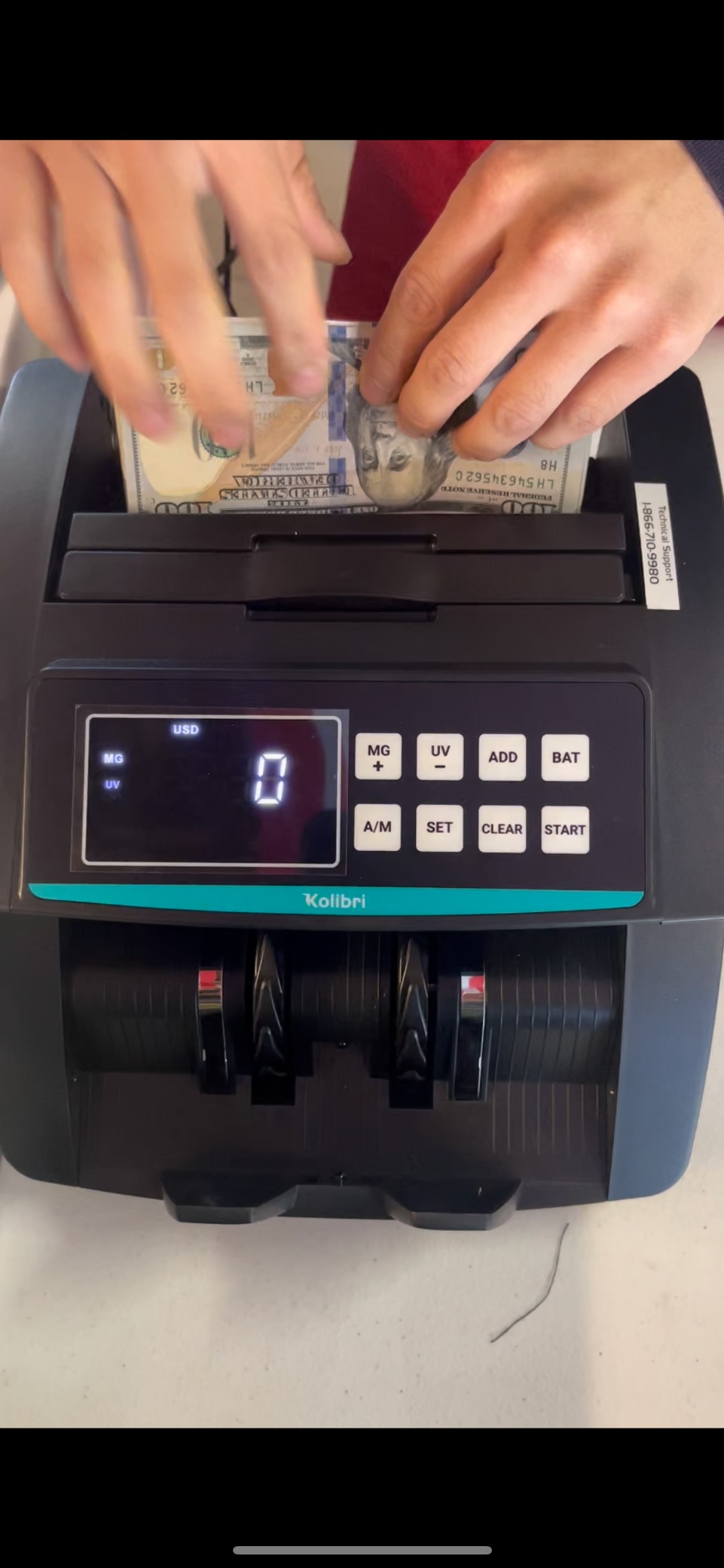 KOLIBRI Money Counter Machine I 4.5 TFT Display I Business Grade I Advanced IR/UV/MG/MT/DD/HLF Detection I Mixed Denomination (USD) I 1,200 Notes/Min I 3-Year Warranty I KBR-1500 V2 customer photo 1