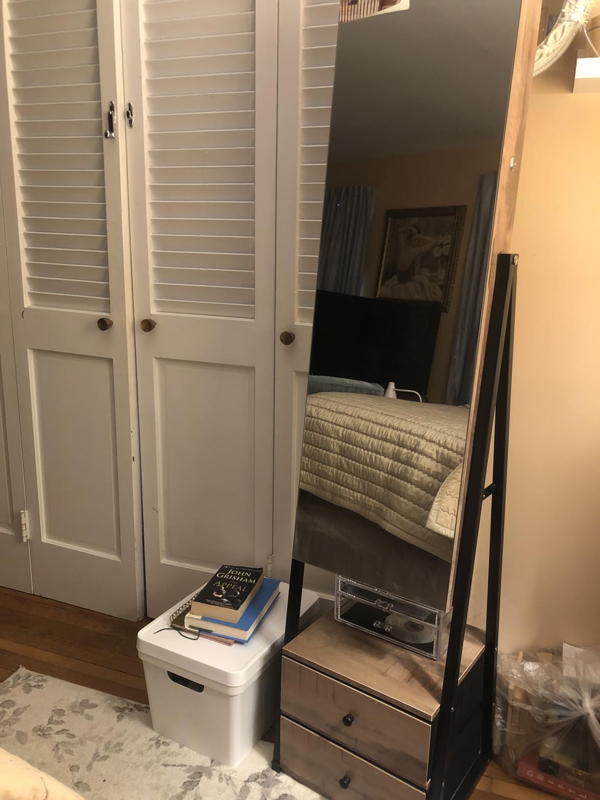 Nicetree Jewelry Cabinet Armoire with 2 Drawers, Lockable Standing Jewelry Mirror Cabinet, Full Length Mirror with Jewelry Storage, Rustic Brown customer photo 1