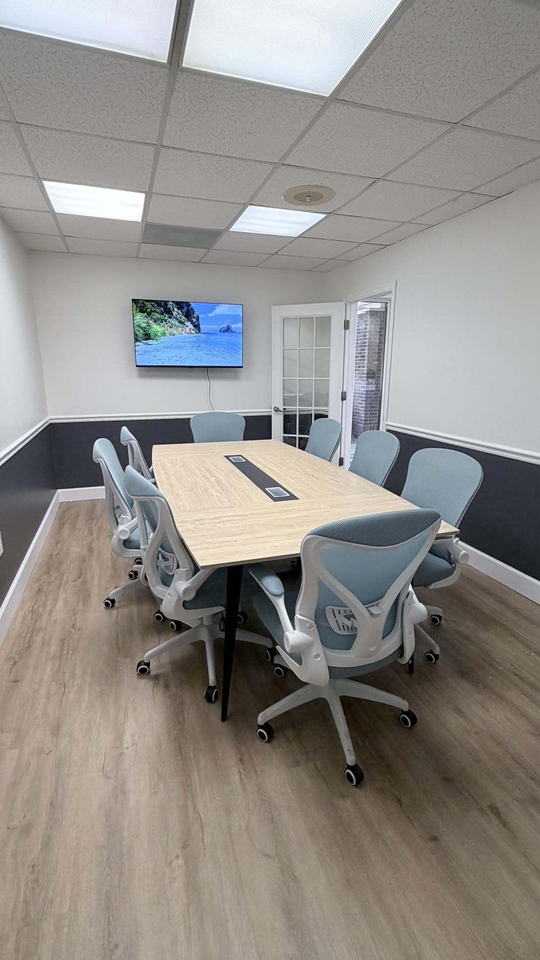Tribesigns 6FT Conference Table, 70.86L x 35.43W x 29.52H Inches Boat Shaped Meeting Table, Industrial Grey Seminar Table for Office Meeting Conference Room customer photo 2