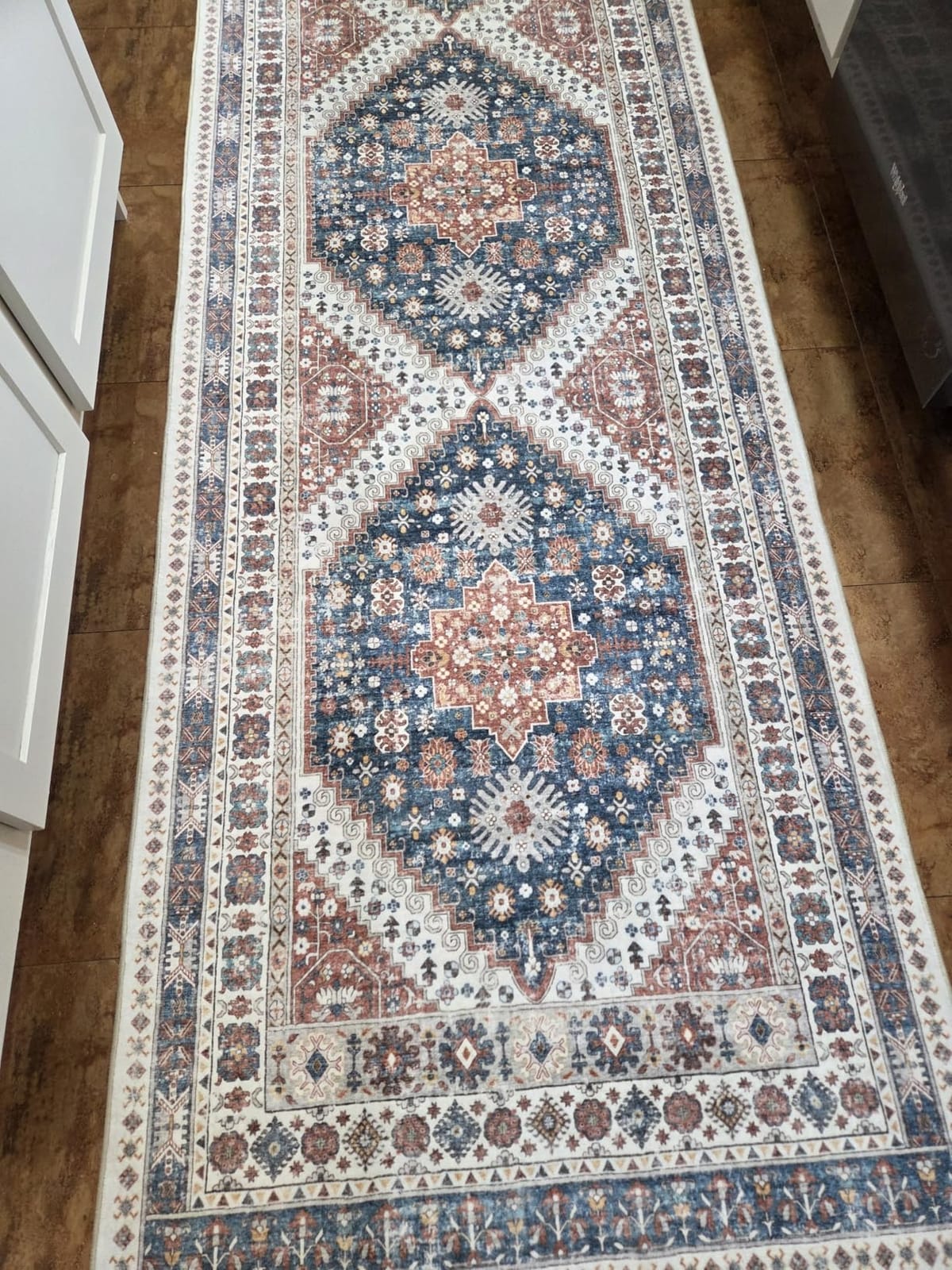 Madane Runner Rug 2x8, Washable Hallway Runner Rugs, Non-Slip Low-Pile Soft Kitchen Rug Runner Laundry Room Rug, Vintage Throw Entry Foyer Mat for Entrance Living Room (Turmeric/Grey, 2 x 8) customer photo 2