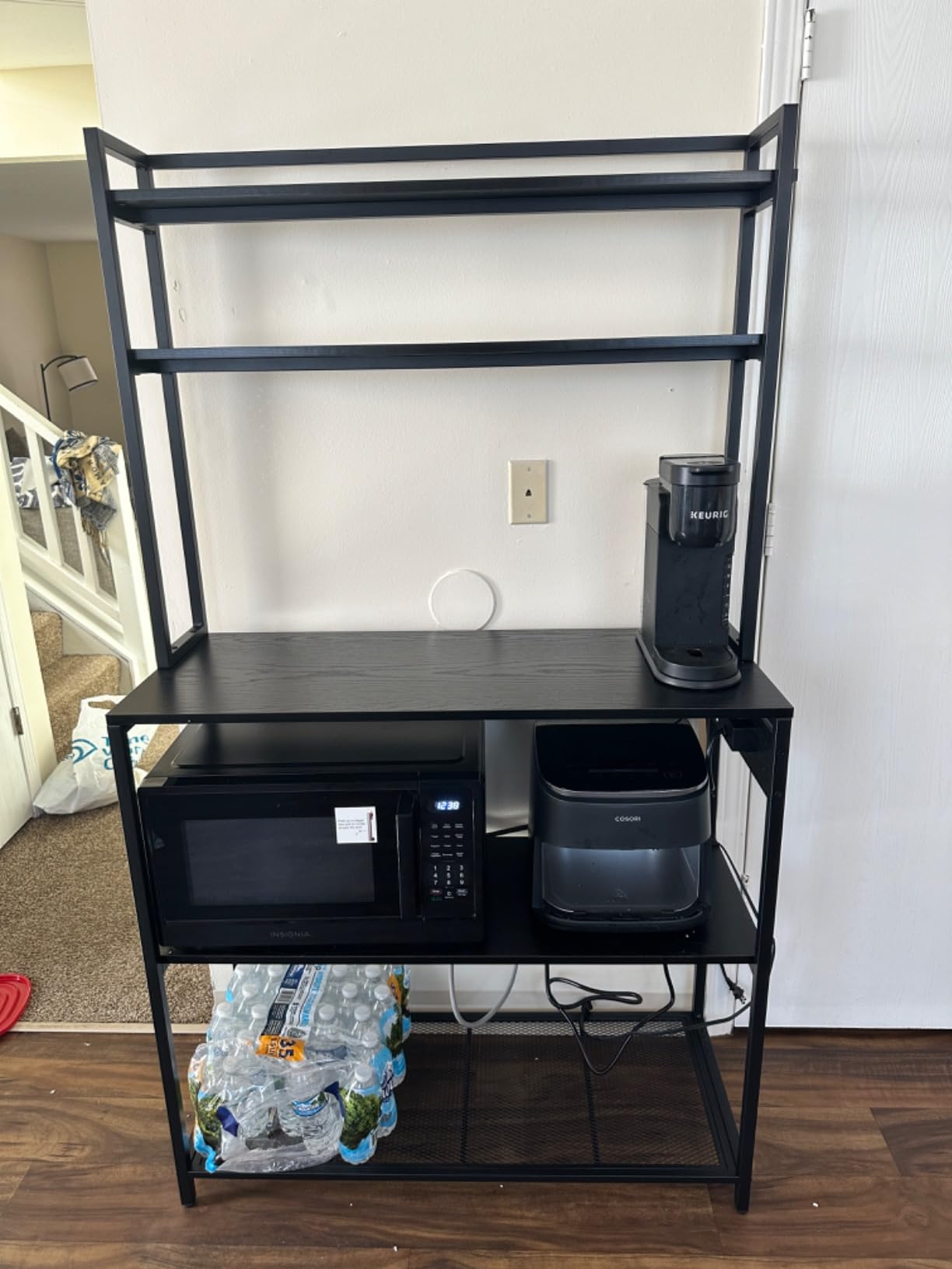 Denkee Large Bakers Rack with Power Outlets, 38 Inch Microwave Stand with Storage, 5-Tier Coffee Bar Stand, Industrial Kitchen Shelf Rack, Rustic Brown customer photo 2