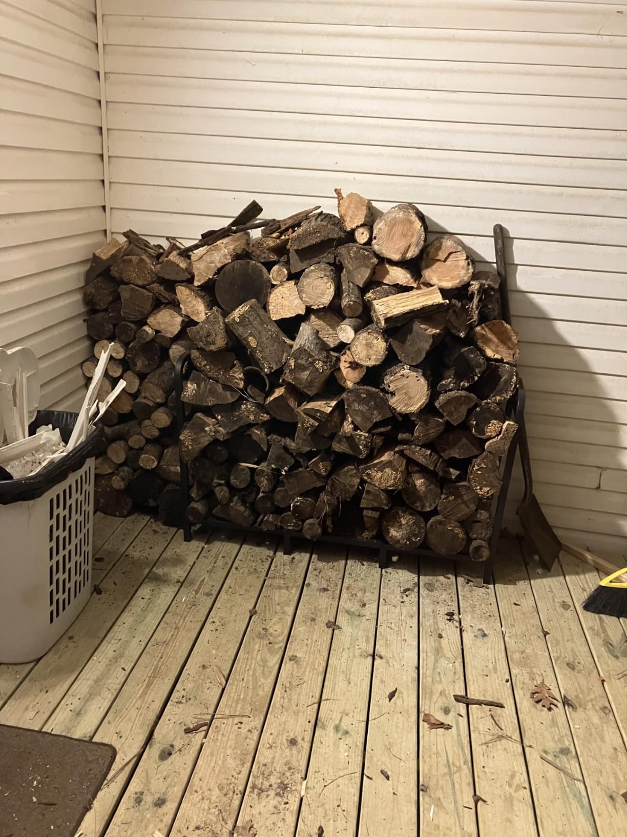 8ft Firewood Rack Holder, Adjustable Heavy Duty Fire Log Stacker Stand for Fireplace, Outdoor Indoor Metal Wood Pile Storage Organizer customer photo 1