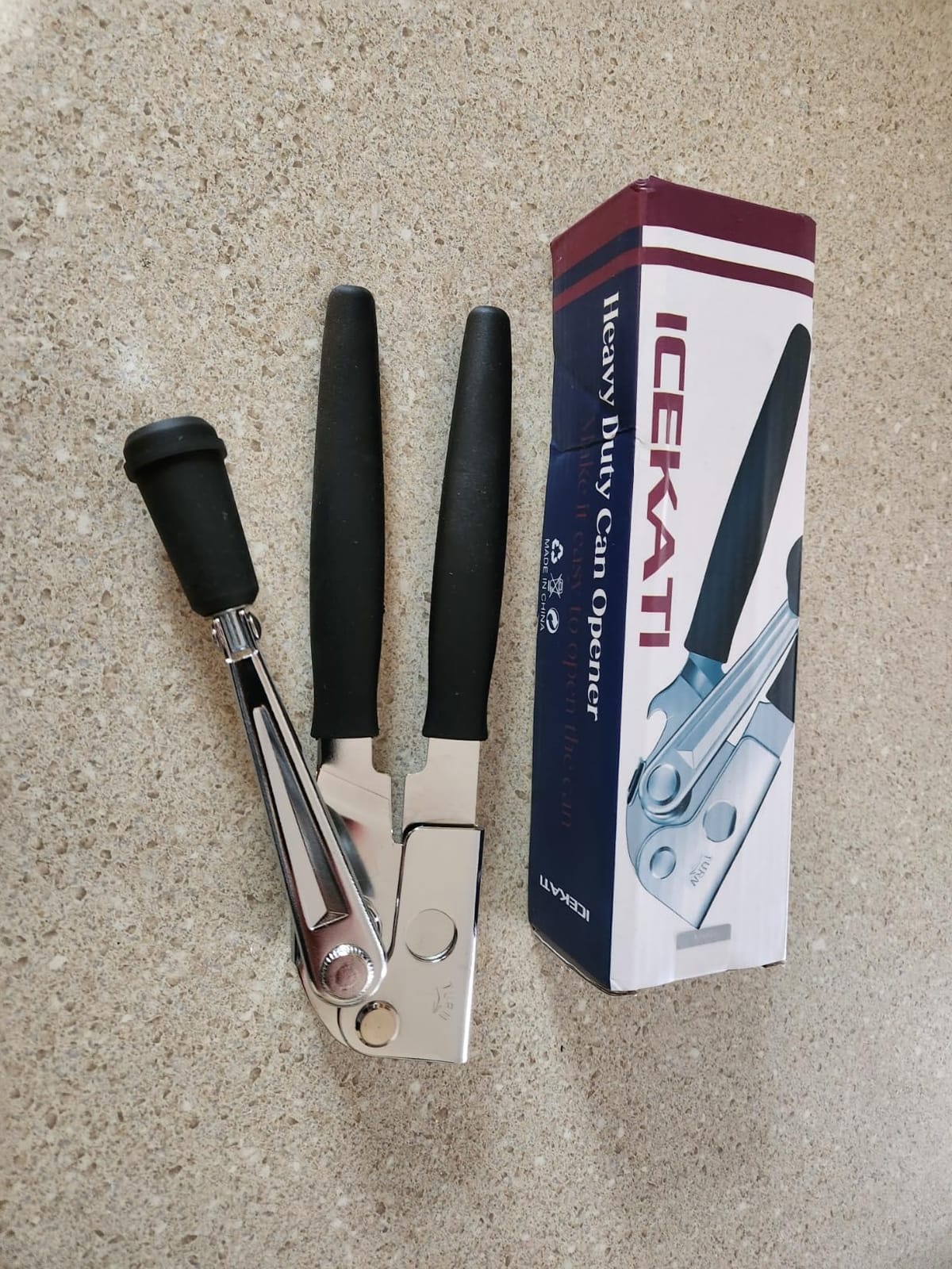 ICEKATl Commercial Can Opener Heavy Duty, Folding Hand Crank for Big Cans | Can Opener Manual, Durable Sharp High Carbon Steel Blade, Extra-Long Handle Works Great on #10 Cans, Esay to use and storage customer photo 1