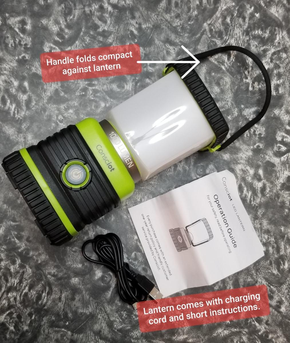Consciot 1000LM LED Camping Lantern Rechargeable, 4 Light Modes, Dimmable | 4400mAh Portable Battery Pack, IPX4 Waterproof Tent Lights, Flashlight for Emergency, Power Outages, USB C Cable Included customer photo 1