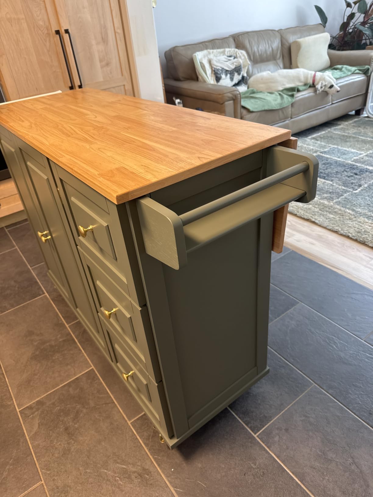 Homestyles Mobile Kitchen Island Cart with Wood Top and Dropleaf Breakfast Bar, 18