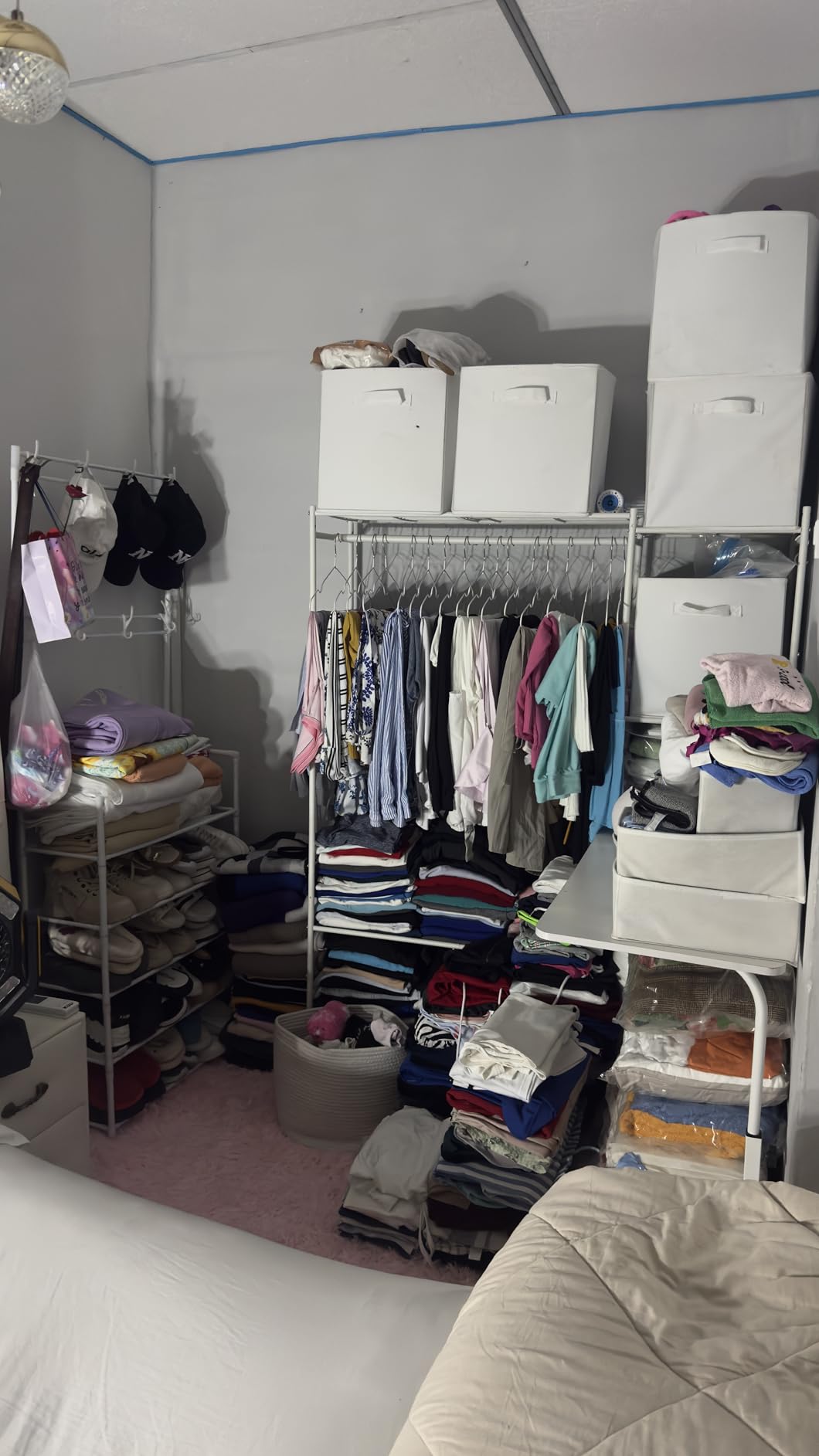 Wardrobe Closet,Portable Clothes Rack with 4 Tiers Shelves,Freestanding Closet Organizers and Storage System with Hanging Rods,Steel Clothing Rack Suitable for Cloakrooms,Bedrooms,Entrances,etc.Black customer photo 1