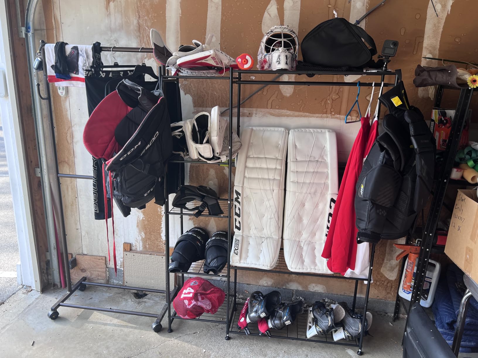 Wardrobe Closet,Portable Clothes Rack with 4 Tiers Shelves,Freestanding Closet Organizers and Storage System with Hanging Rods,Steel Clothing Rack Suitable for Cloakrooms,Bedrooms,Entrances,etc.Black customer photo 2