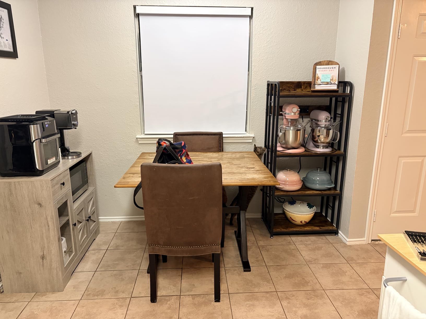 SIREDEEP Bakers Rack with Power Outlet, 4-Tier Kitchen Baker's Rack, Microwave Stand with Storage Suitable for Kitchen, Living Room, Dinning Room, Coffee Bar (Rustic Brown) customer photo 2