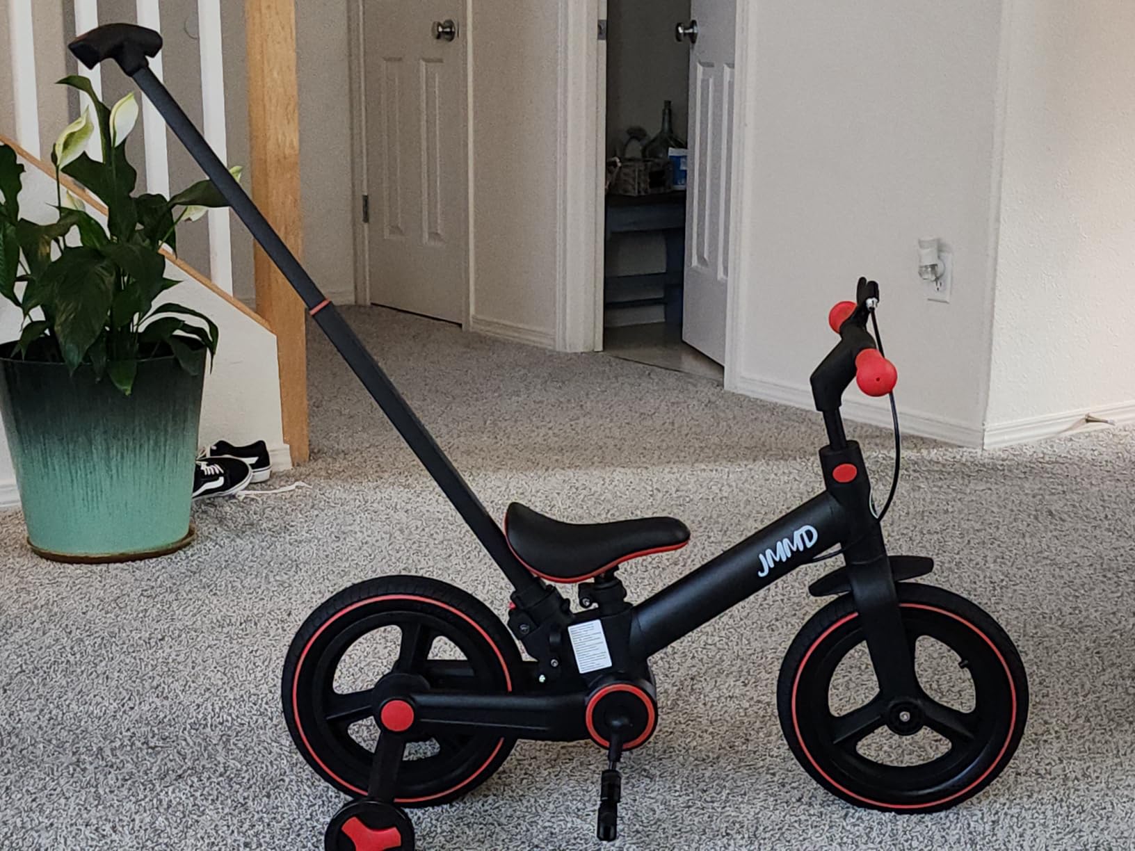 JMMD 6 in 1 Toddler Bike with Push Handle for Kids 18-60 Months, 12