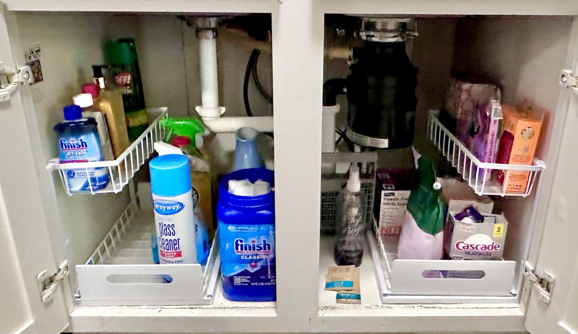 REALINN Under Sink Organizer, L-Shaped 2 Tier Pull Out Cabinet Organizer | Slide Out Under Cabinet Storage, For Kitchen and Bathroom, Metal Under Sink Storage with Sliding Drawer, 50 lbs, White 2 Pack customer photo 1