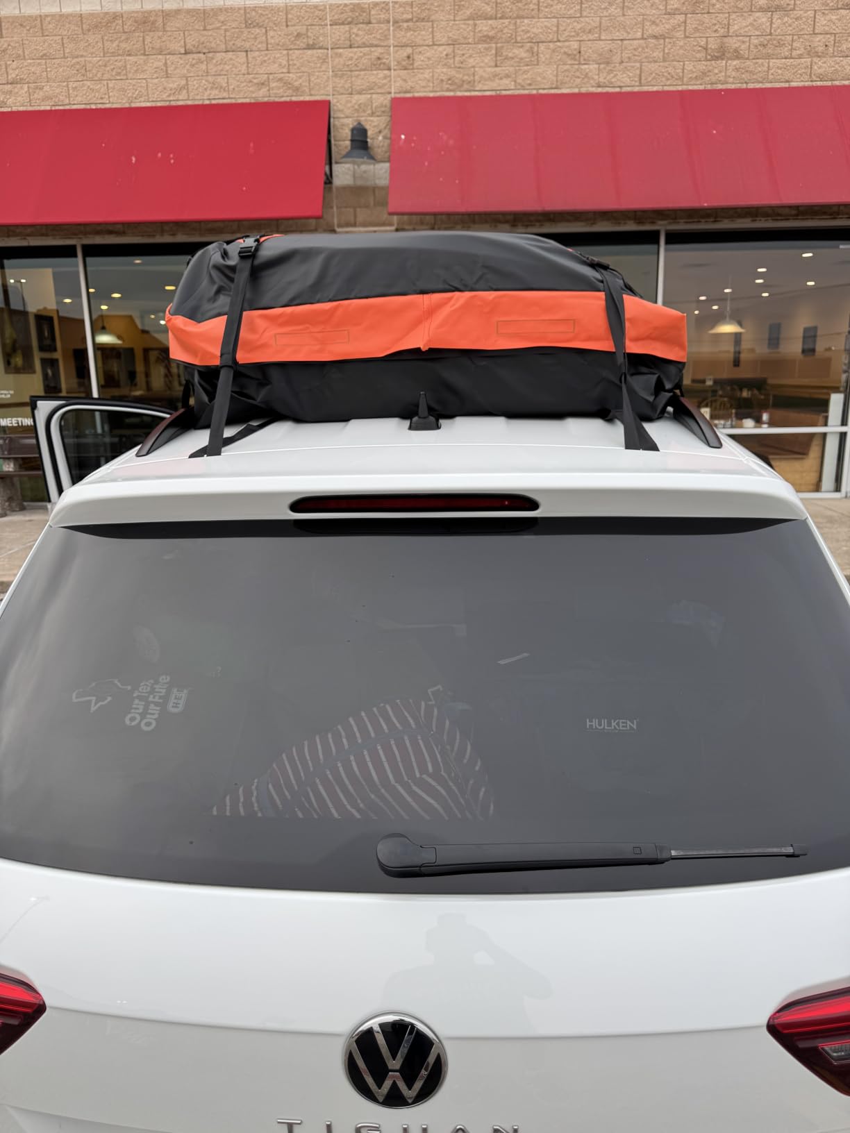 Car Rooftop Cargo Carrier Bag 21 Cubic feet Waterproof Car Roof Top Bag for All Cars with/Without Rack, Includes Anti-Slip Mat, 10 Reinforced Straps, 6 Door Hooks, Luggage Lock customer photo 2