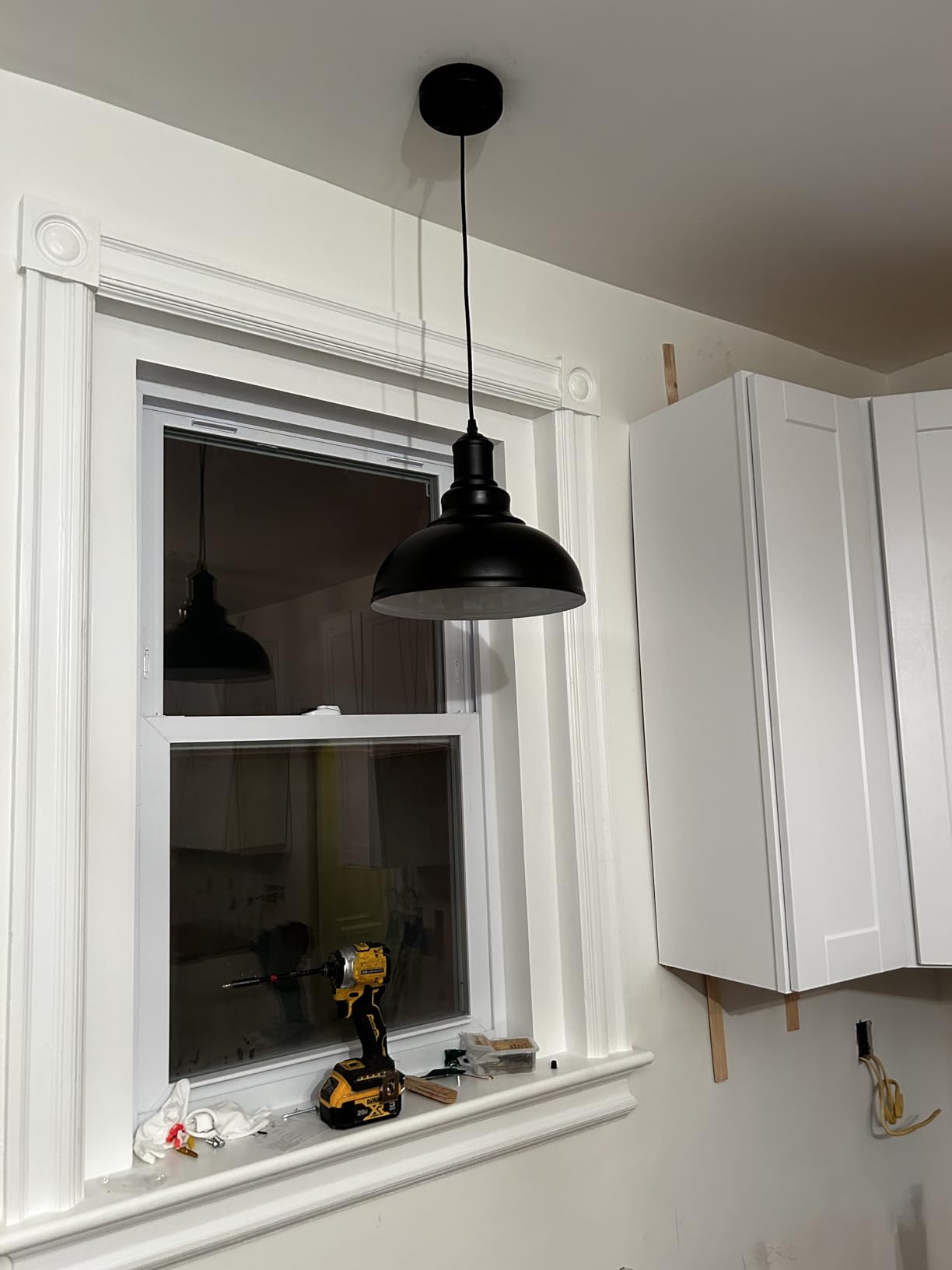 Pendant Lights, Farmhouse Pendant Lamp with Metal Shade (White Inside), Matte Black Industrial Pendant Lighting for Kitchen Island, Dining Room, Bedroom, Hallway customer photo 1