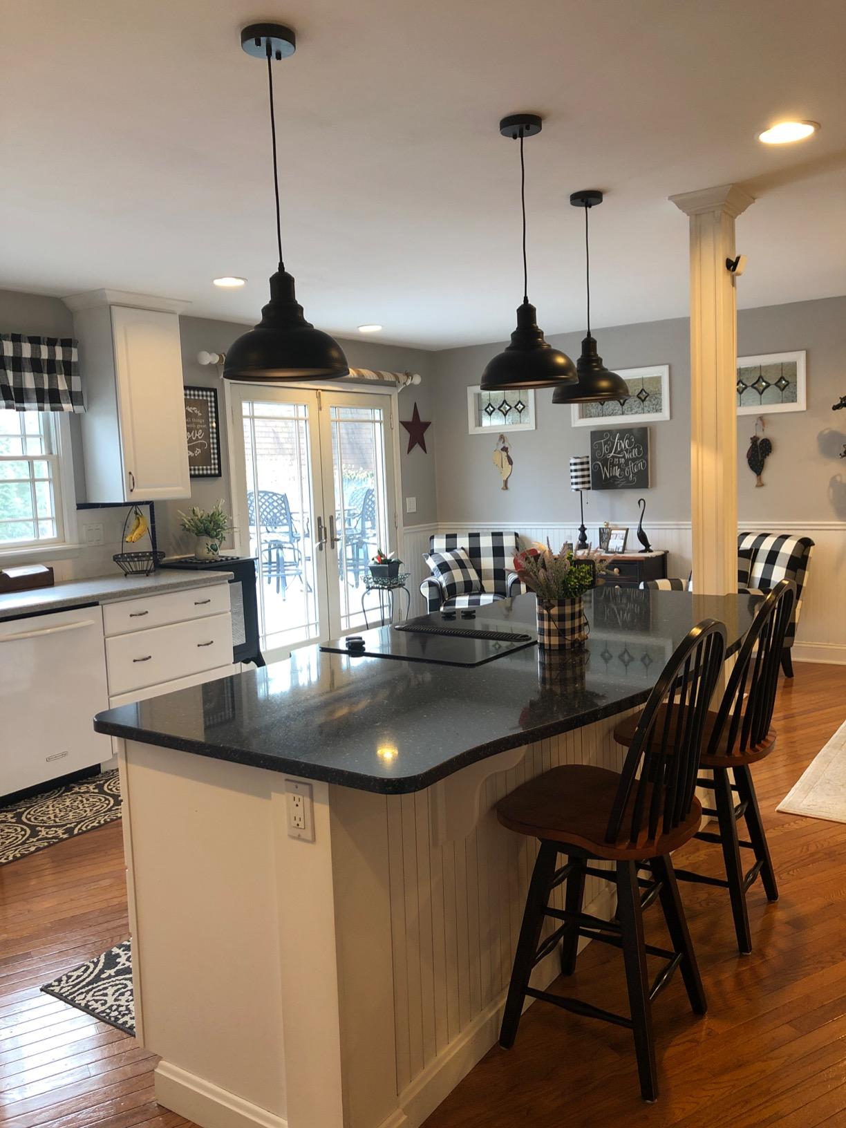 Pendant Lights, Farmhouse Pendant Lamp with Metal Shade (White Inside), Matte Black Industrial Pendant Lighting for Kitchen Island, Dining Room, Bedroom, Hallway customer photo 2