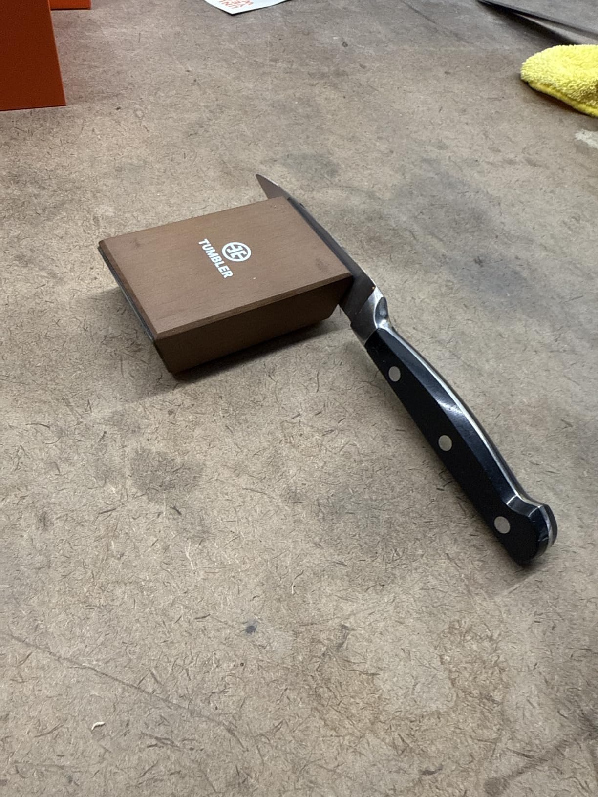 The Original Tumbler Rolling Knife Sharpener (Wood) | Rolling Knife Sharpener Tool for Kitchen Knives, 15 & 20 Degree Sharpening customer photo 1