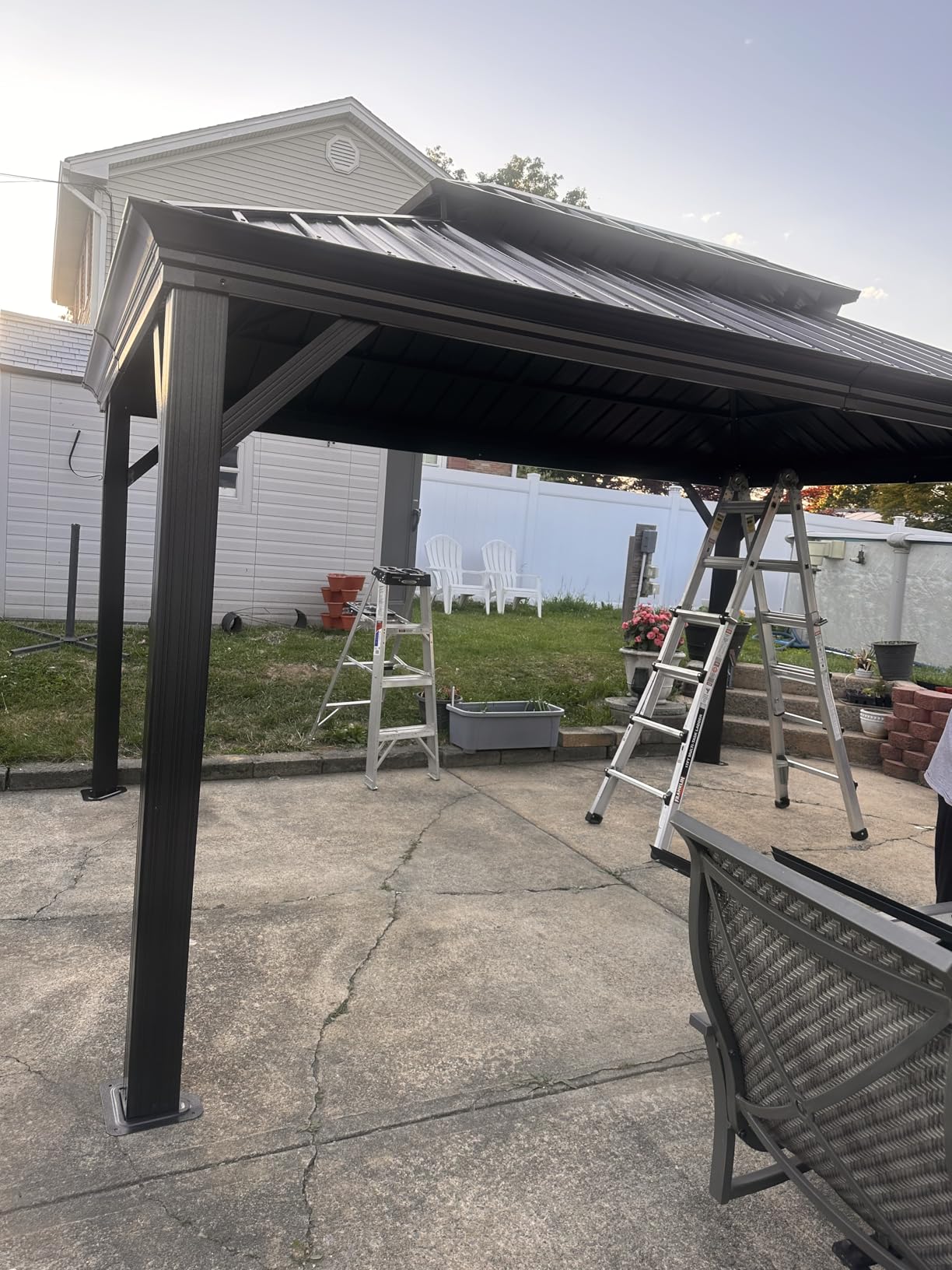 Aoxun 12' X 16' Hardtop Gazebo with Drainage System, Aluminum Outdoor Gazebo with Galvanized Steel Double Roof, Patio Permanent Metal Pavilion with Netting, for Garden, Deckyard, Grey customer photo 2