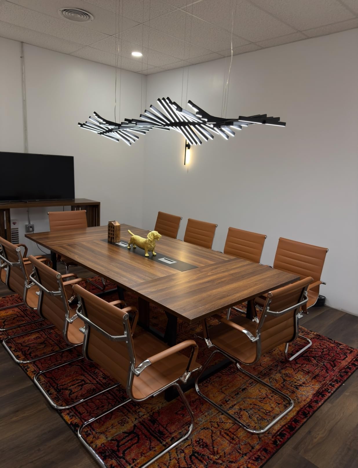 Tribesigns 8FT Conference Table, 94.49 L x 47.24 W x 29.53 H Inches Large Meeting Podcast Table for 10 People, Business Style Wooden Training Table with Strong Metal Frame for Office Conference customer photo 1