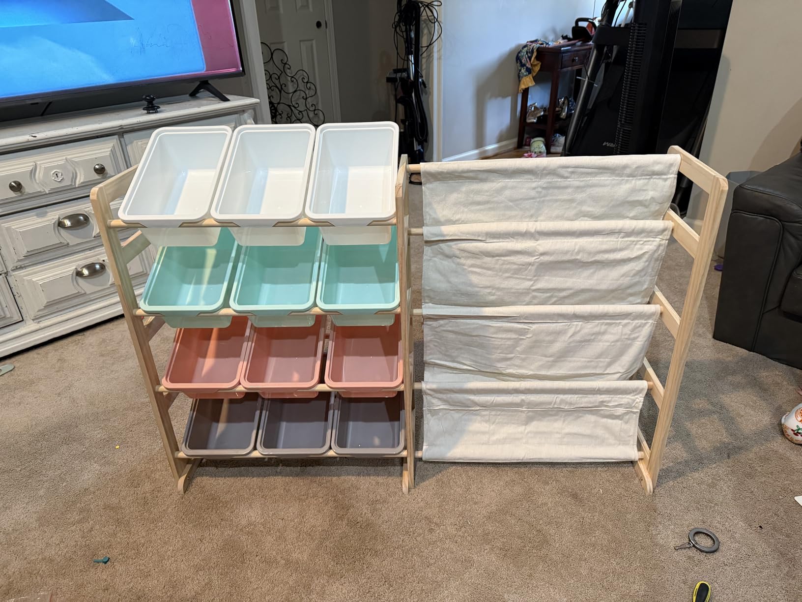 EXPERLAM Toy Storage Organizer with Bookshelf, 12 White Bins customer photo 2