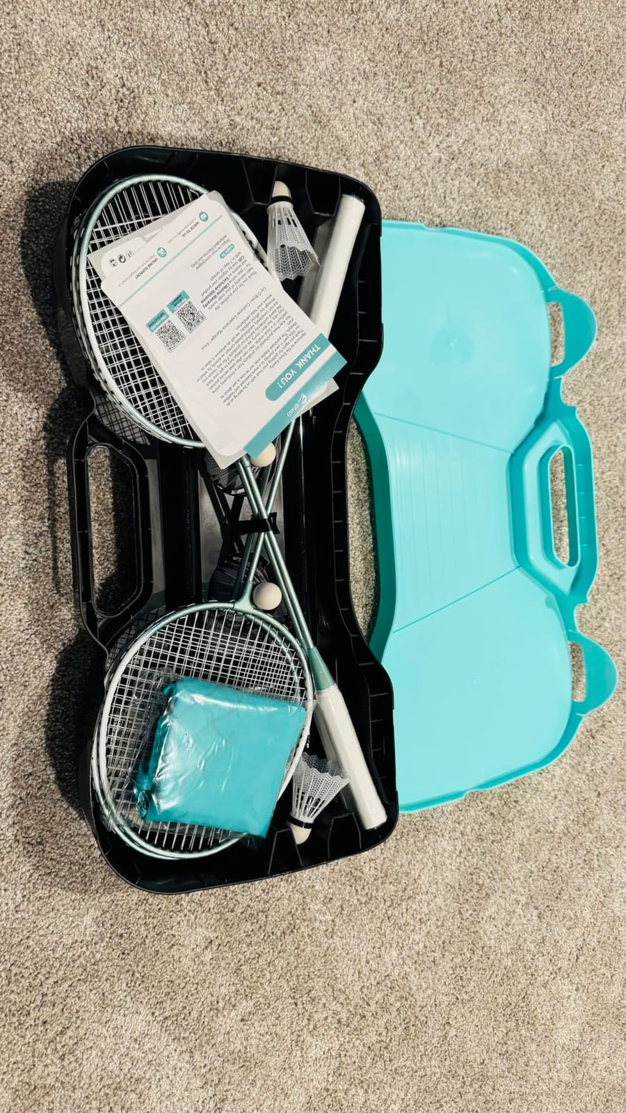 EasyGo Badminton Set with Net, 4 Rackets, 4 Shuttlecocks, Portable Storage Box, for Backyards, Outdoor Games, Yard Games customer photo 1