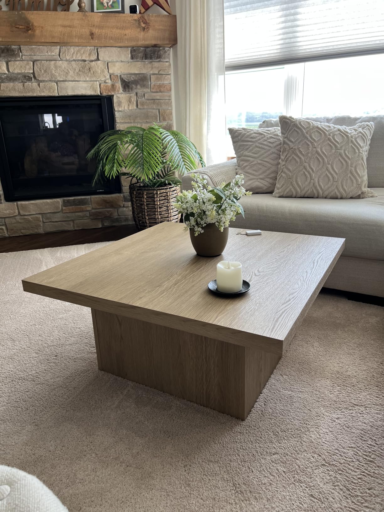 Coaster Home Furnishings Zetta Square Cocktail Living Room Coffee Table Engineered Eco-Friendly Wood Look Laminate Veneer Rustic Farmhouse Mango Brown 708068 customer photo 1
