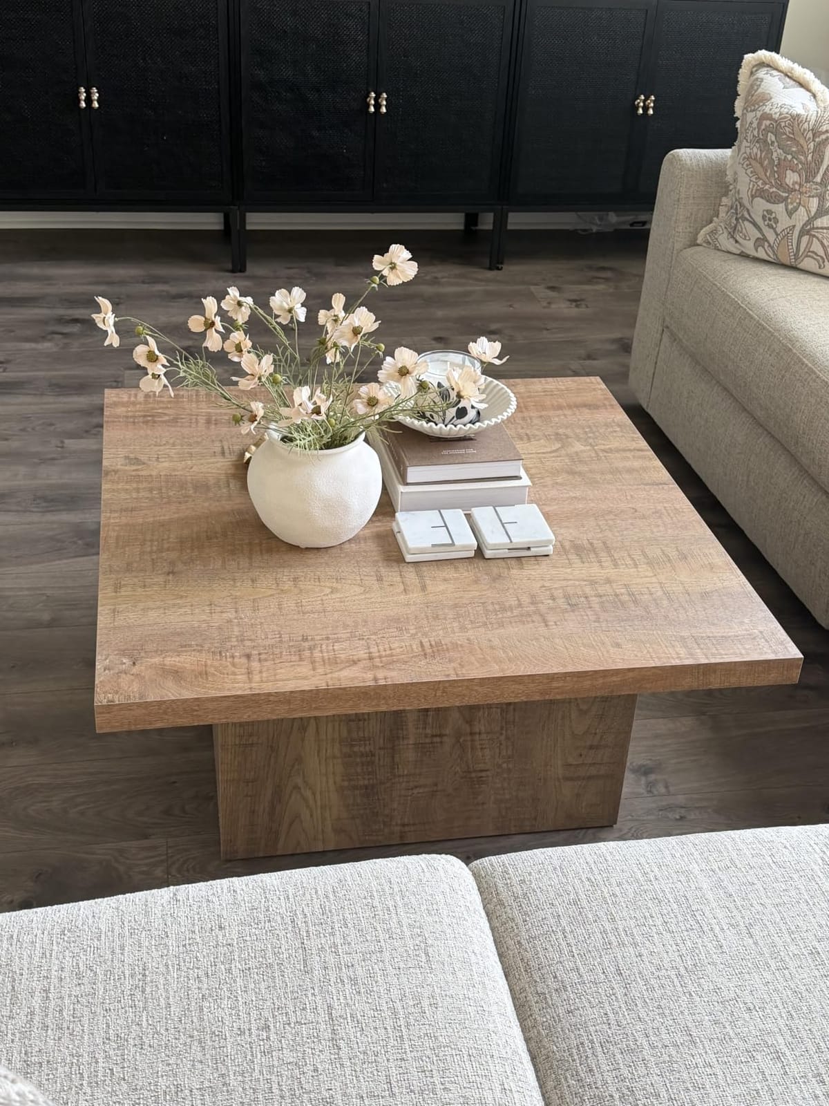 Coaster Home Furnishings Zetta Square Cocktail Living Room Coffee Table Engineered Eco-Friendly Wood Look Laminate Veneer Rustic Farmhouse Mango Brown 708068 customer photo 2