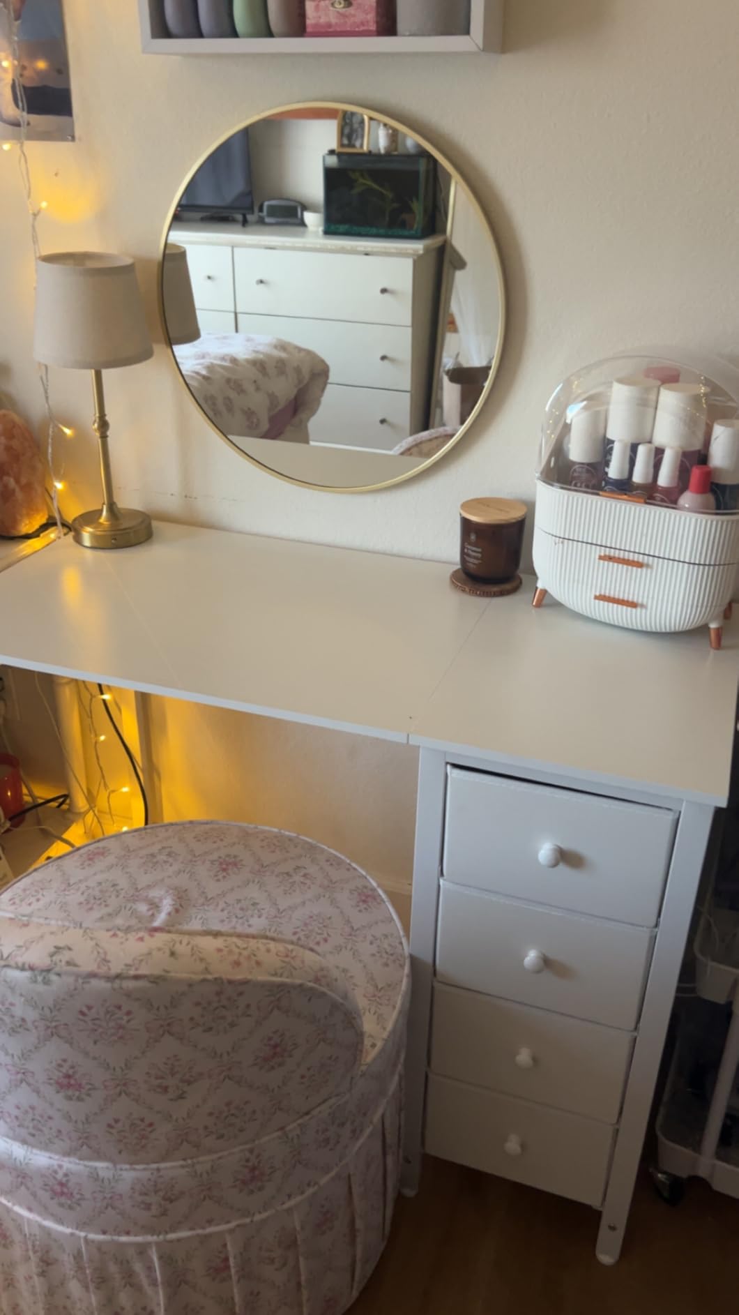 Lufeiya Small White Desk with Drawers for Bedroom, 40 Inch Kids Girls Study Desks, Reversible Computer Writing Nail Table with Fabric Drawer for Small Spaces Home Office Manicure customer photo 1