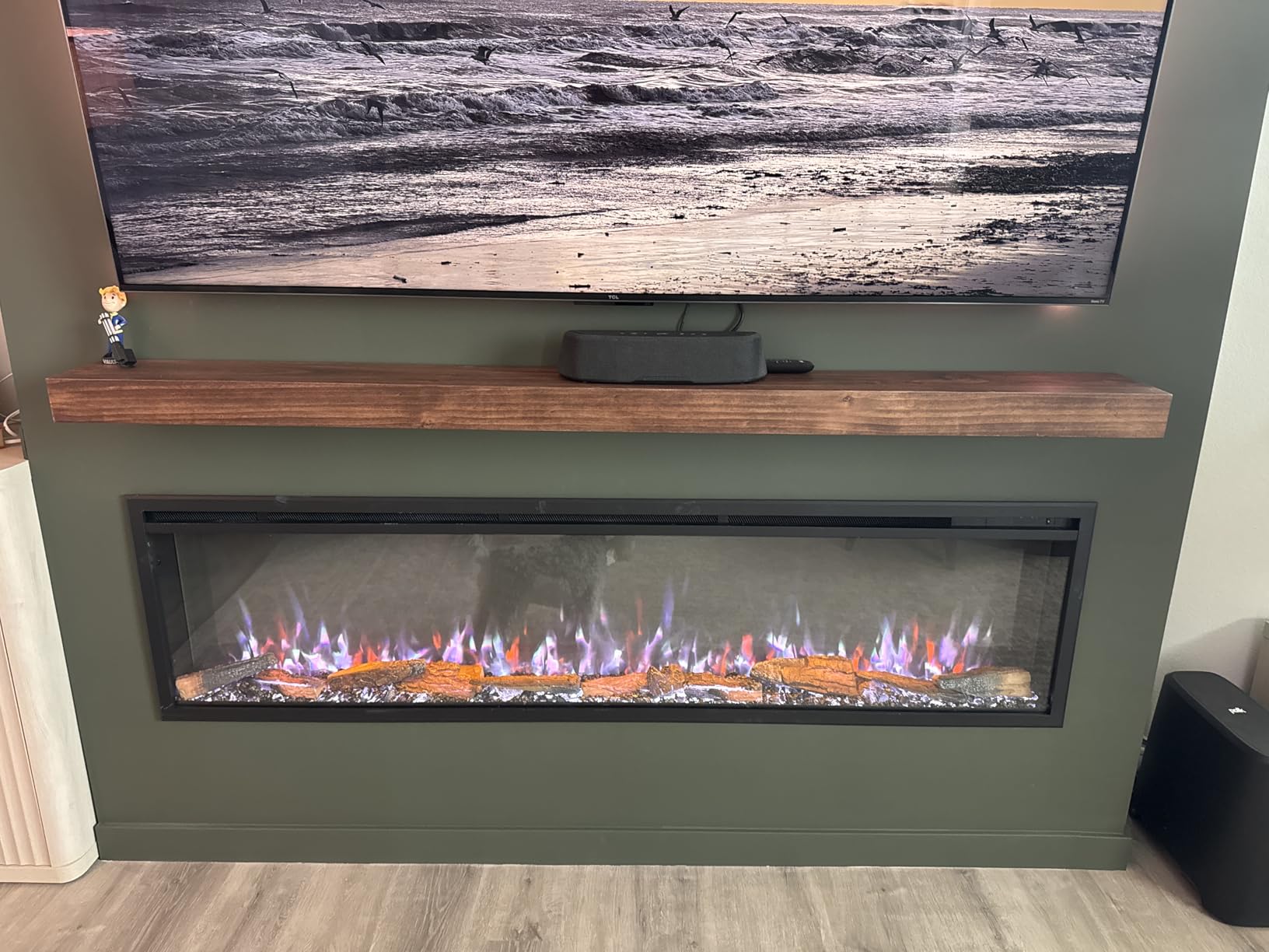 Eshoma Fireplace Mantel, 72 Inch Handcrafted Wood Mantles for Over Fireplace, Wall Mounted Fireplace Mantel Shelf, Floating Mantel Shelf for Living Room Decor, Walnut customer photo 2